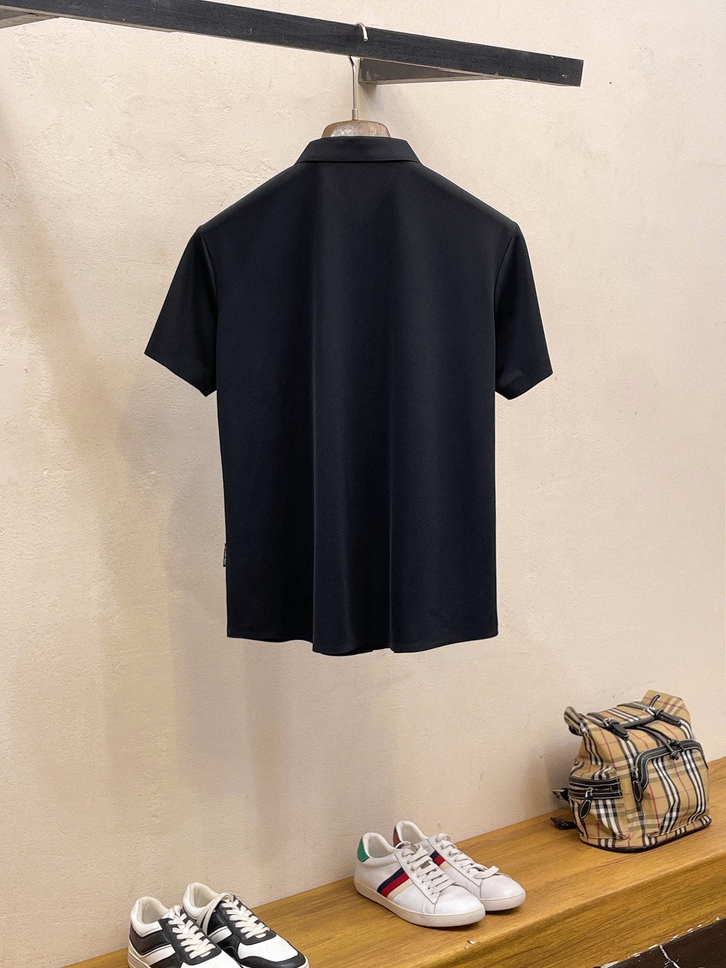 GG Men Short-Sleeve Polo Shirt Black Silk