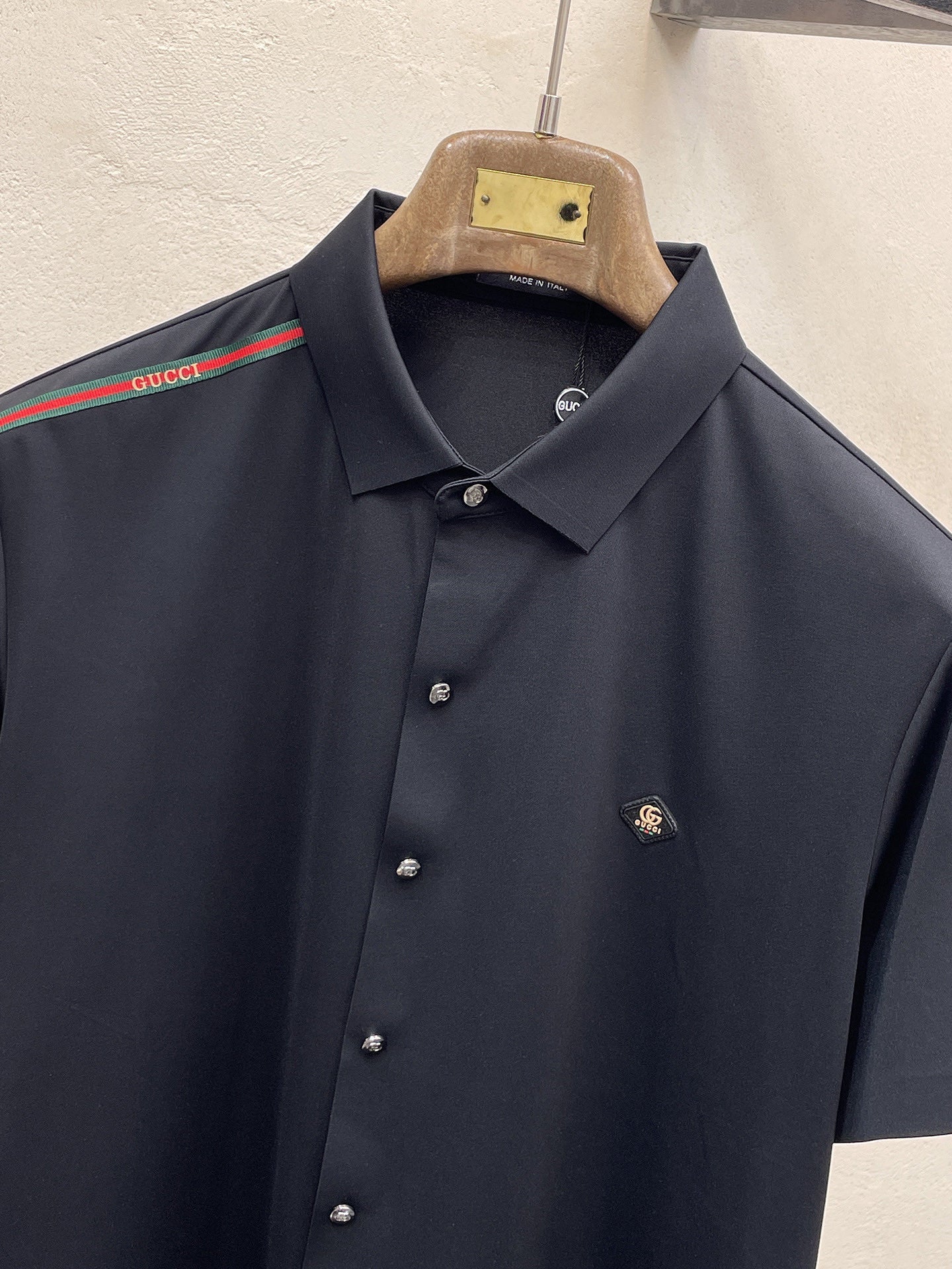 GG Men Short-Sleeve Polo Shirt Black Silk