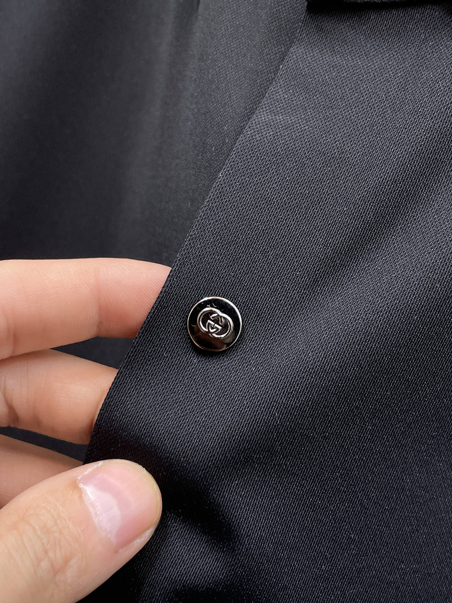 GG Men Short-Sleeve Polo Shirt Black Silk