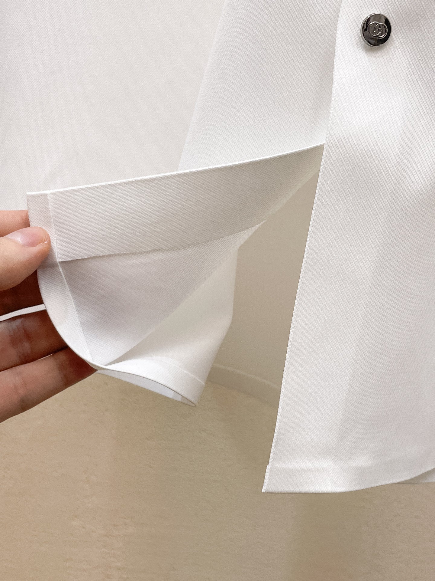 GG Men Short-Sleeve Polo Shirt White Silk