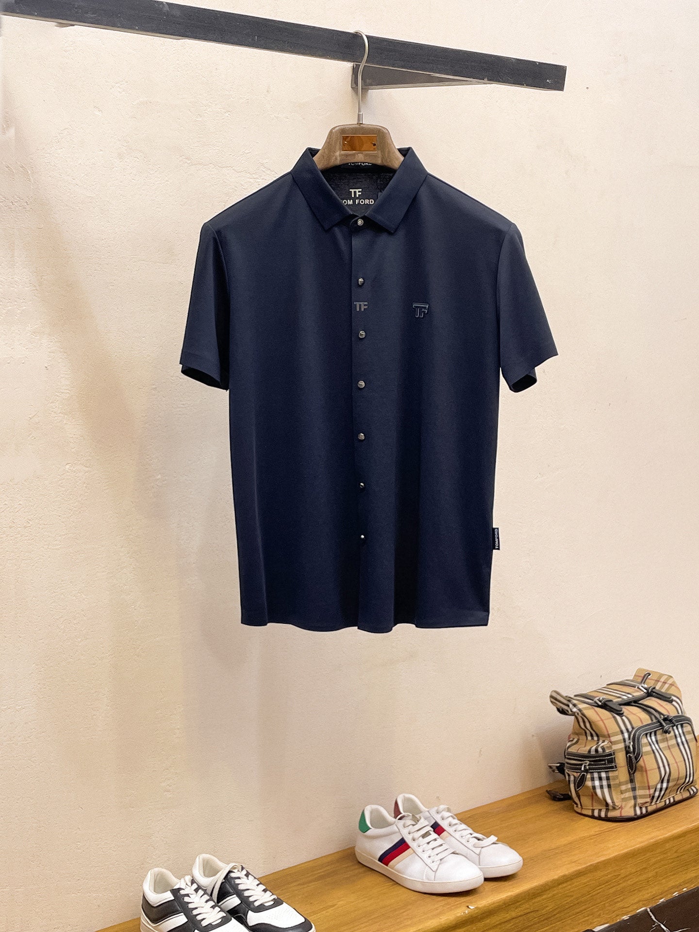 Tom Ford Men Short-Sleeve Polo Shirt Black Silk