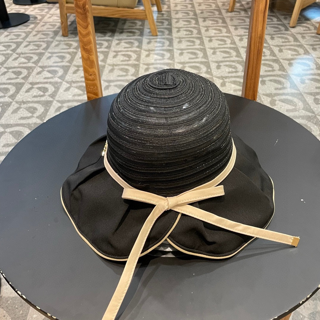 STRIPED BUCKET HAT IN BLACK COTTON 434998