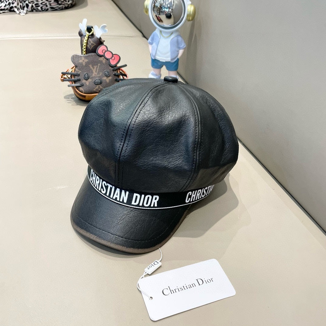 BAKER BOY HAT IN BLACK LEATHER 436763