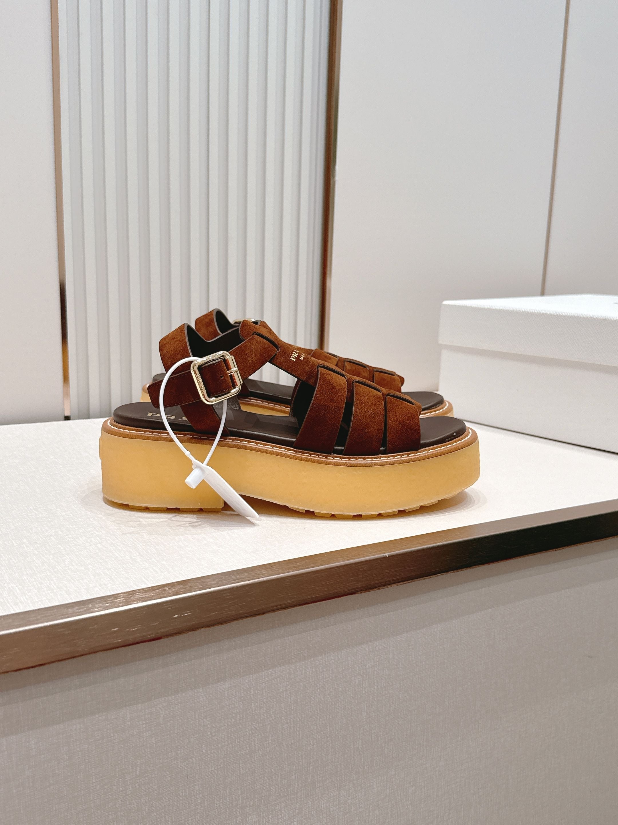 Prada 26s Sandals Cocoa Brown Suede 838142