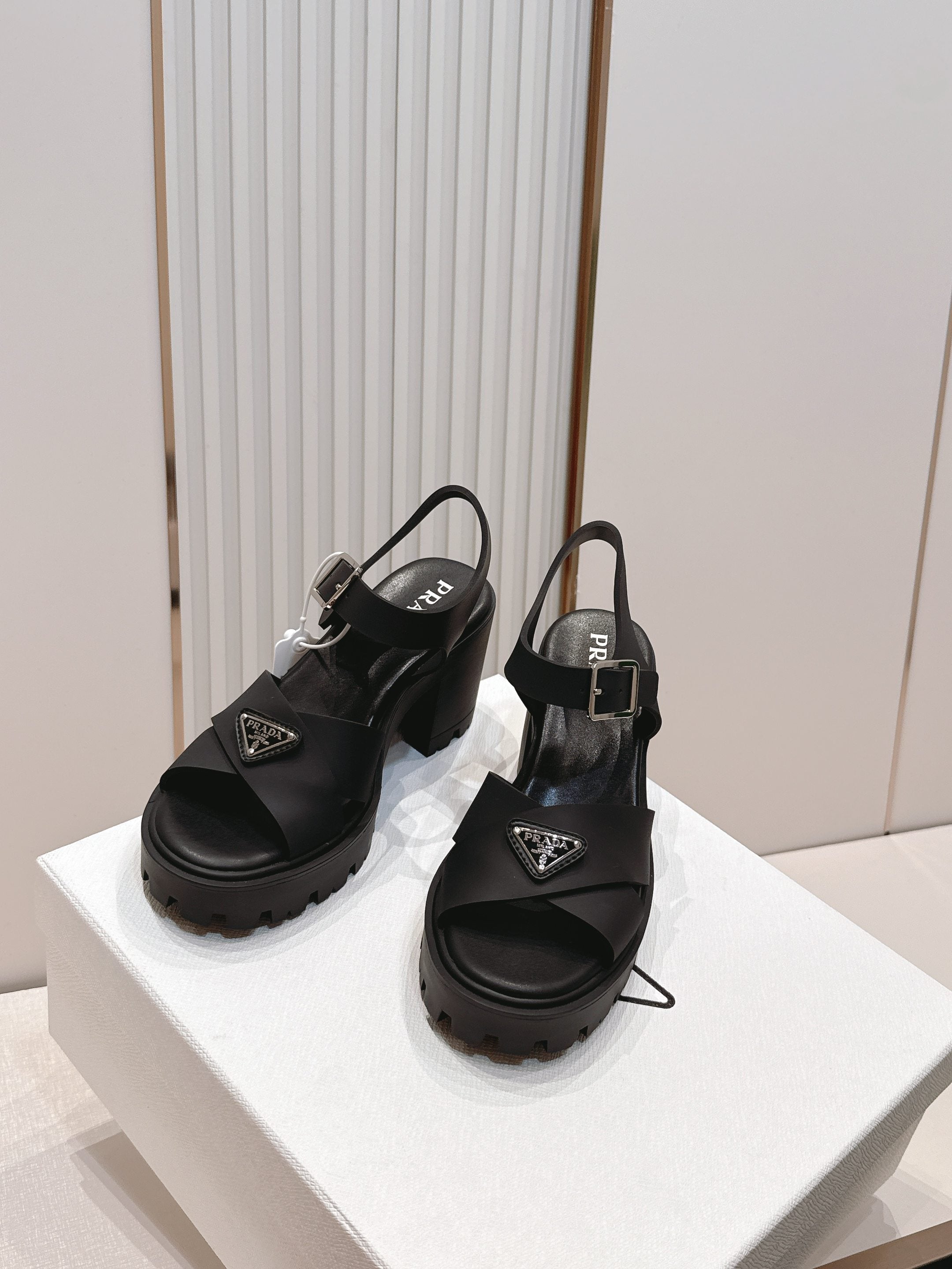 Prada 26s Monolith Sandals Black Rubber 838138