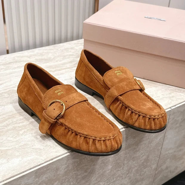 Miumiu 2026 Buckle Loafers Suede Calfskin 954313
