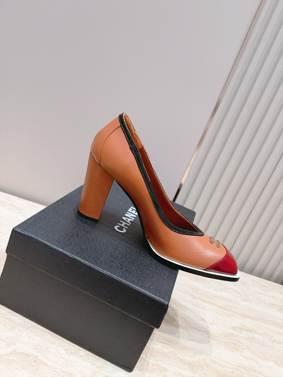 Chanel 2026 Block Heel Pumps Brown Leather 196233
