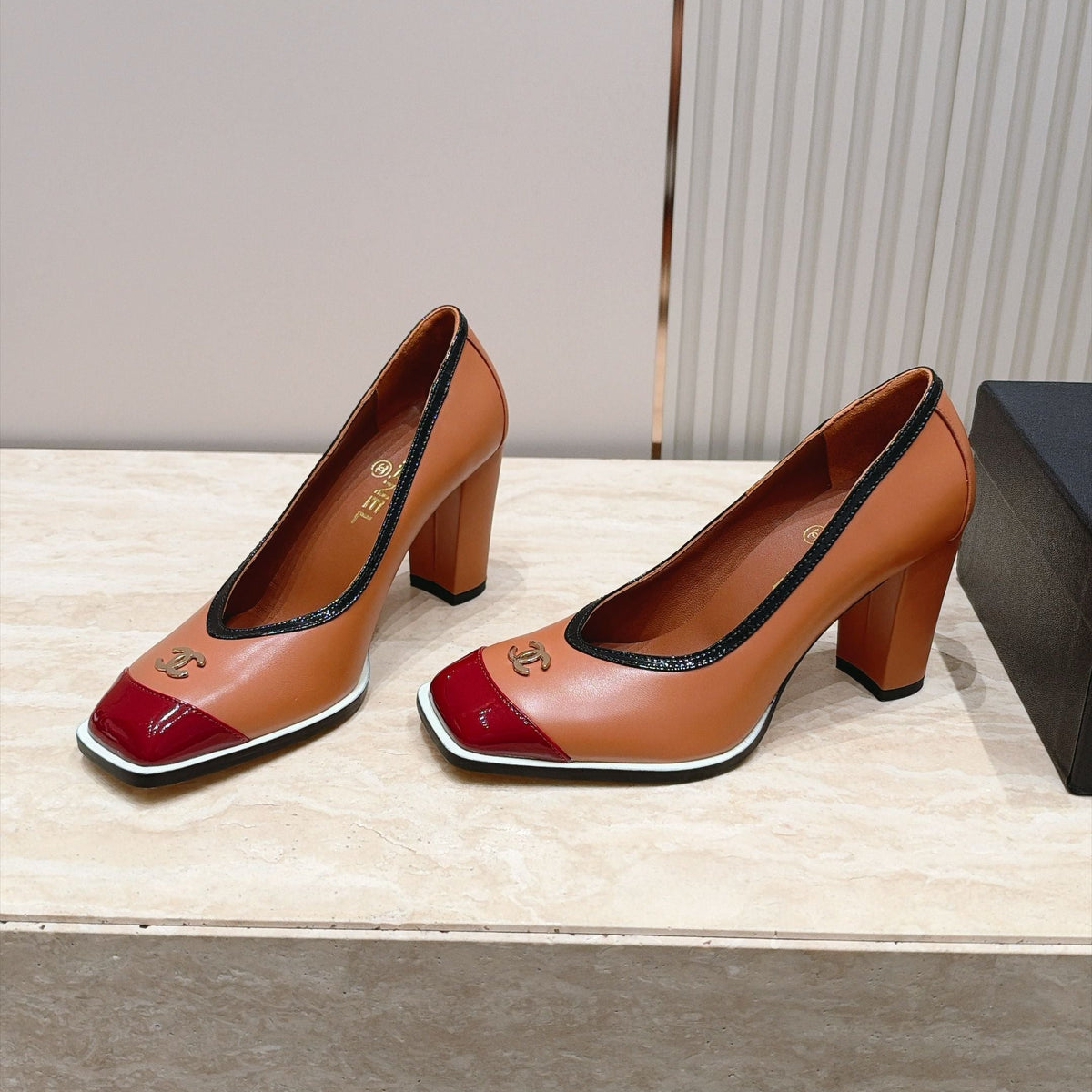 Chanel 2026 Block Heel Pumps Brown Leather 196233