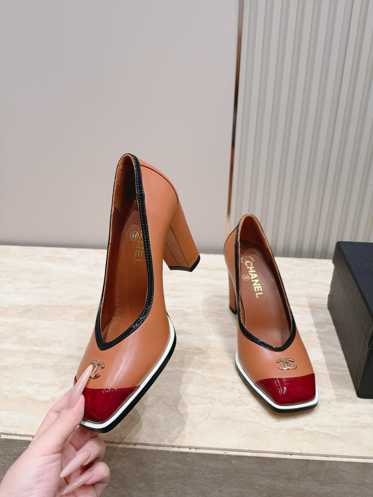 Chanel 2026 Block Heel Pumps Brown Leather 196233