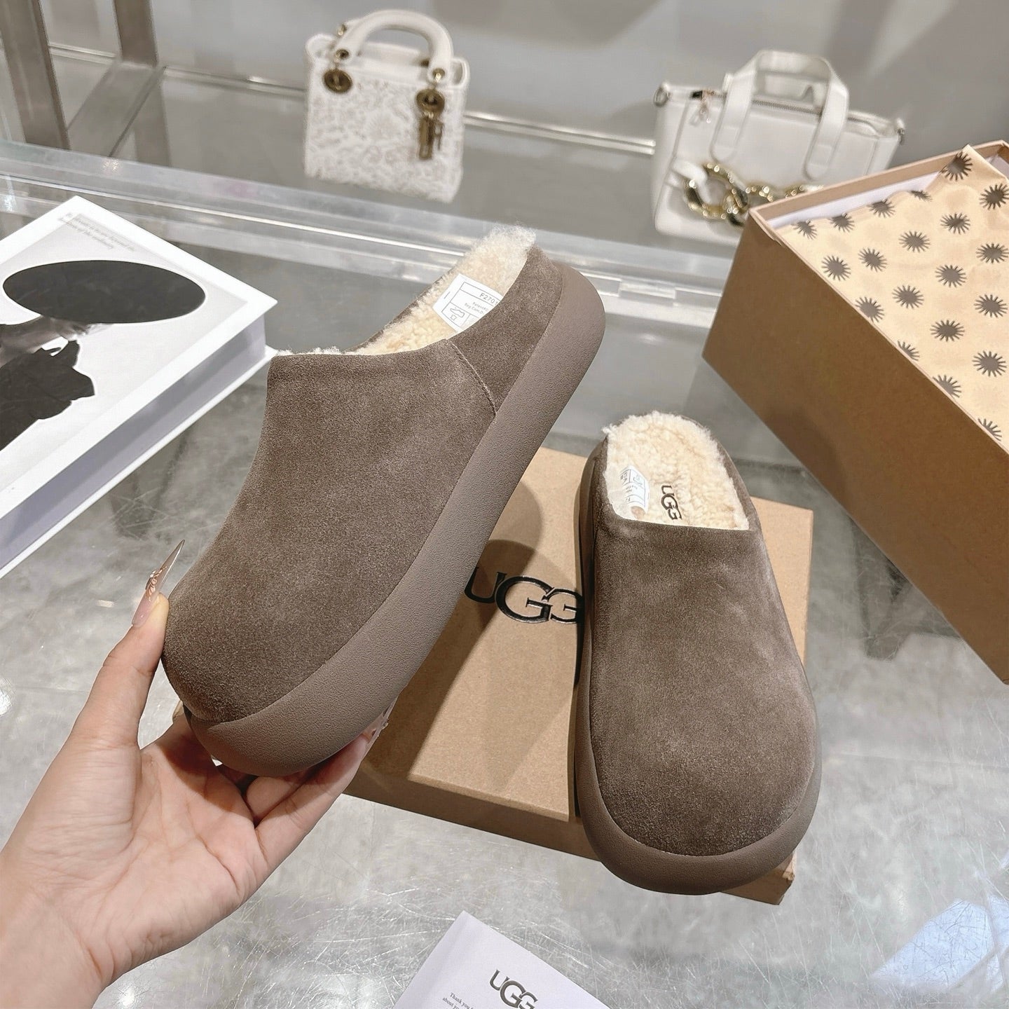 UGG Classic Ultra Mini Mule Muted Brown Wool Suede 518883