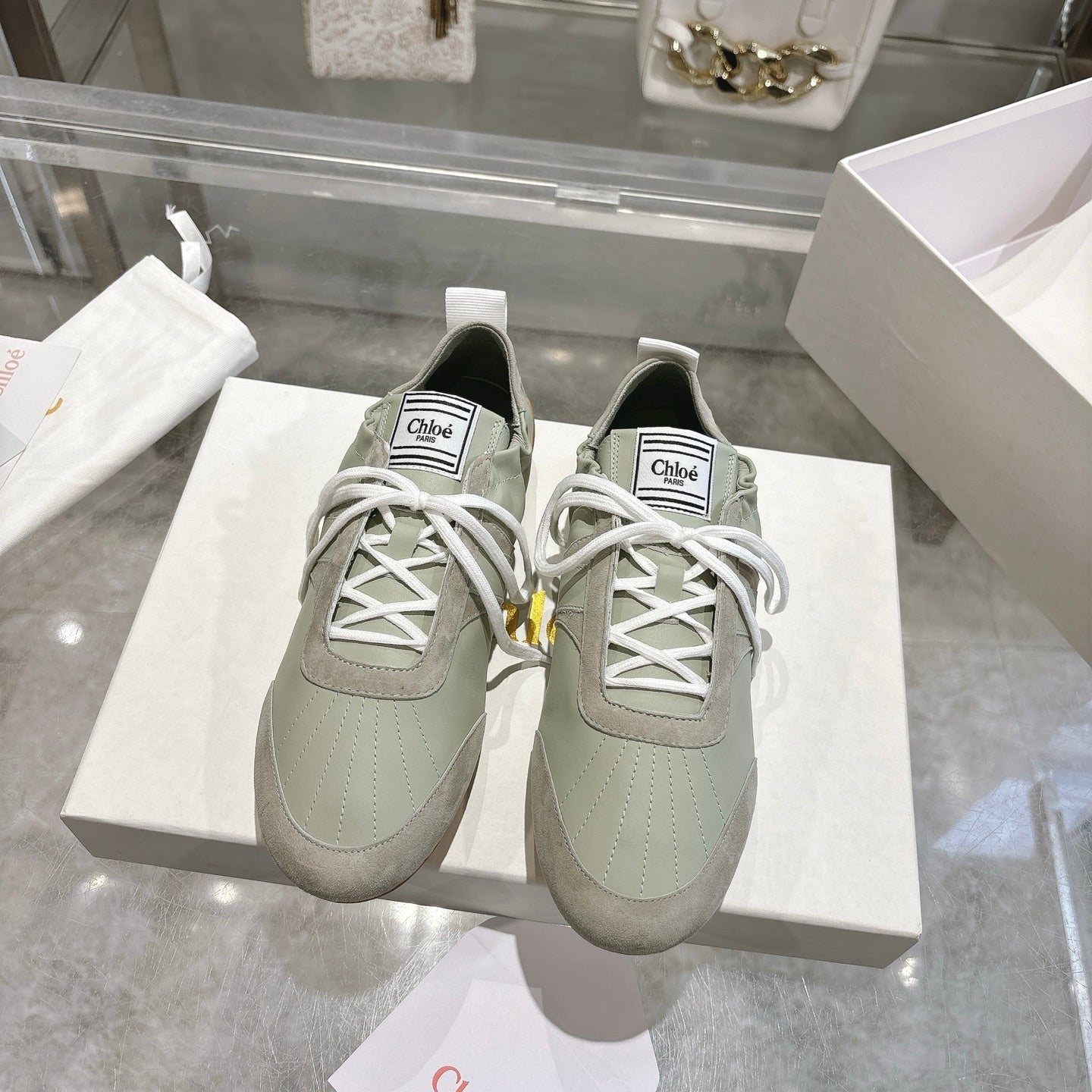 Chloe Sneaker  casual shoes light sage green cowhide 518813