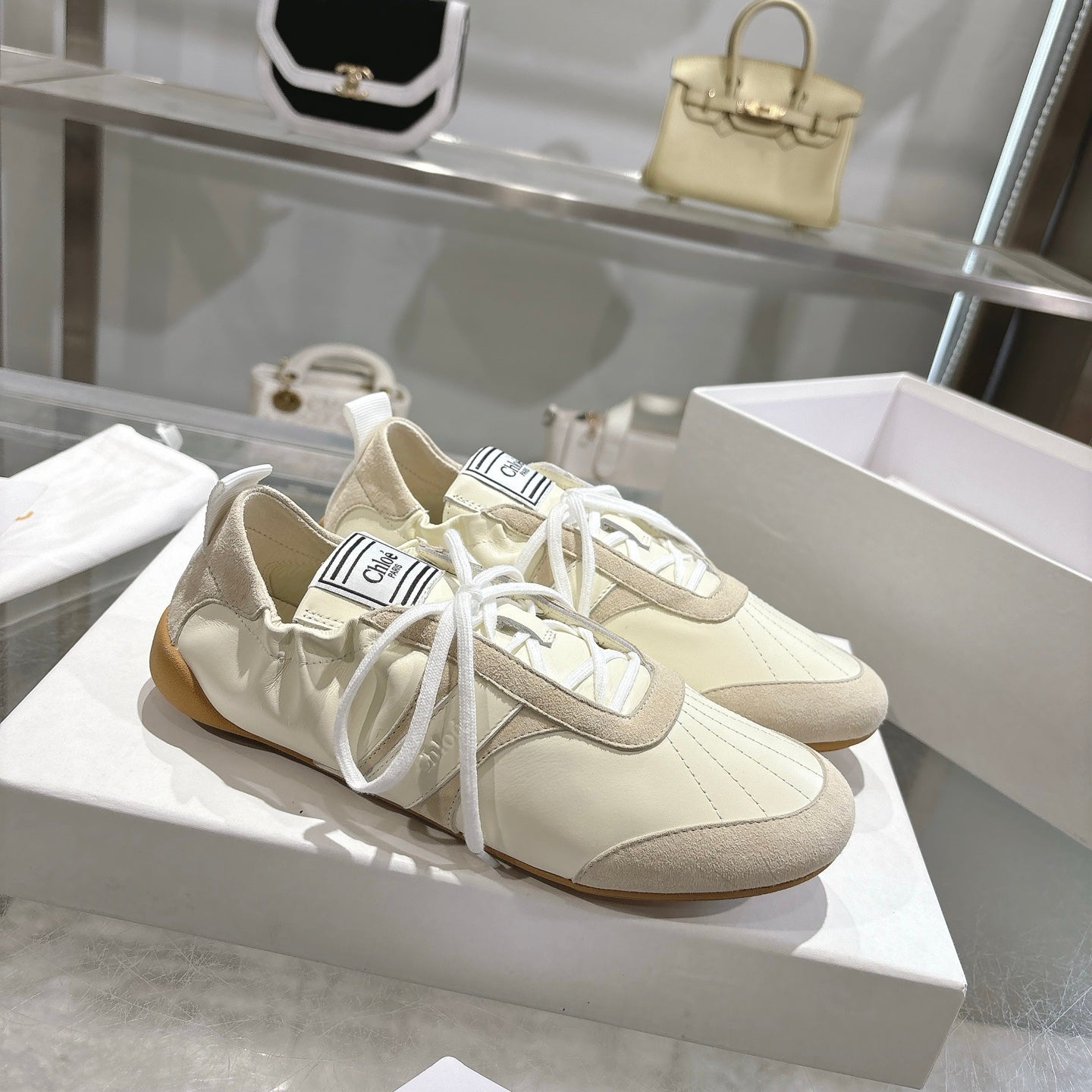 Chloe Sneaker casual shoes cream cowhide 518815