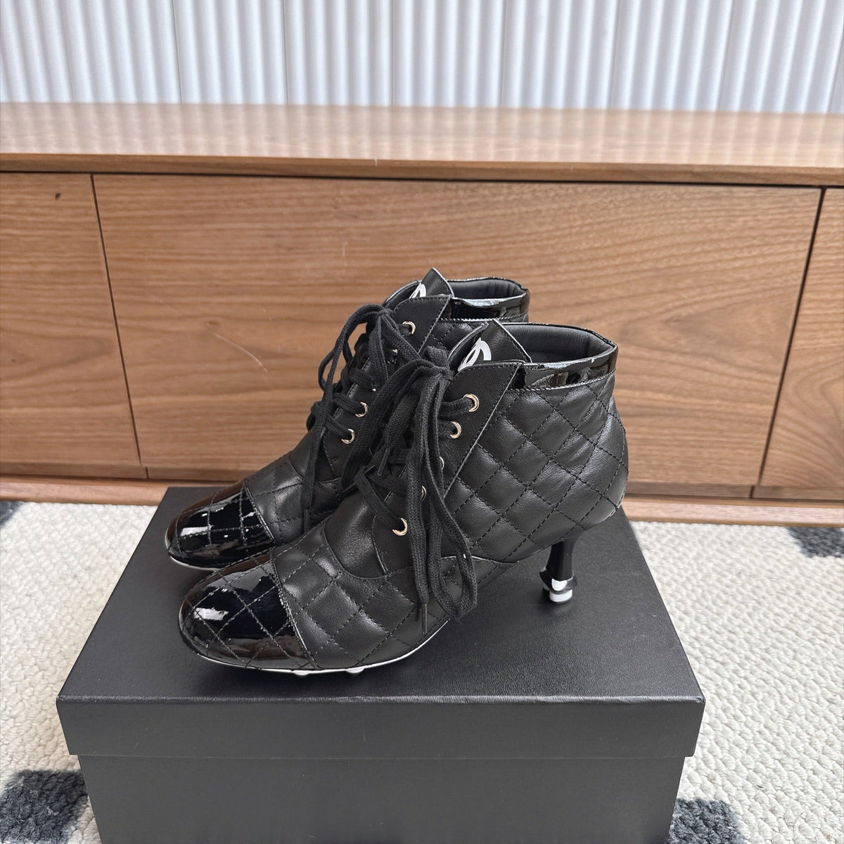 CC 26s Lace-Up Ankle Boots 6.5cm Black Leather 118294