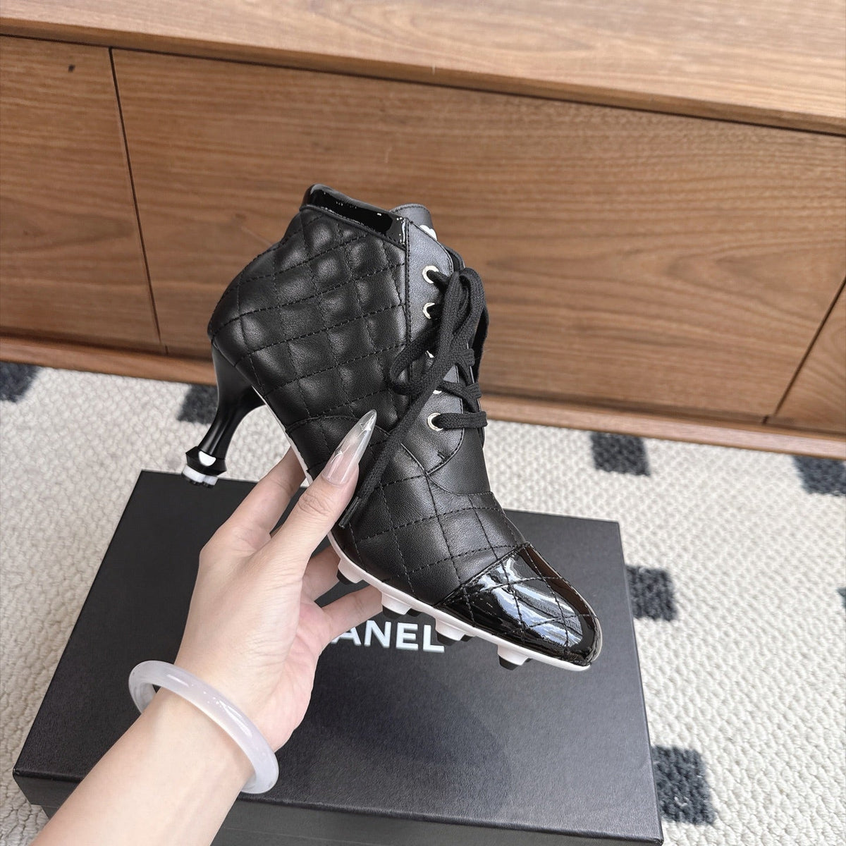 CC 26s Lace-Up Ankle Boots 6.5cm Black Leather 118294