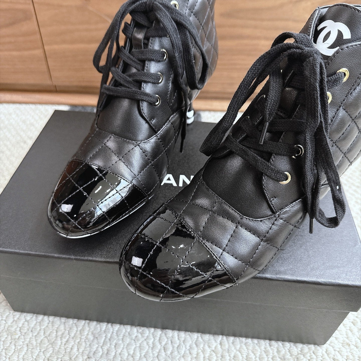 CC 26s Lace-Up Ankle Boots 6.5cm Black Leather 118294