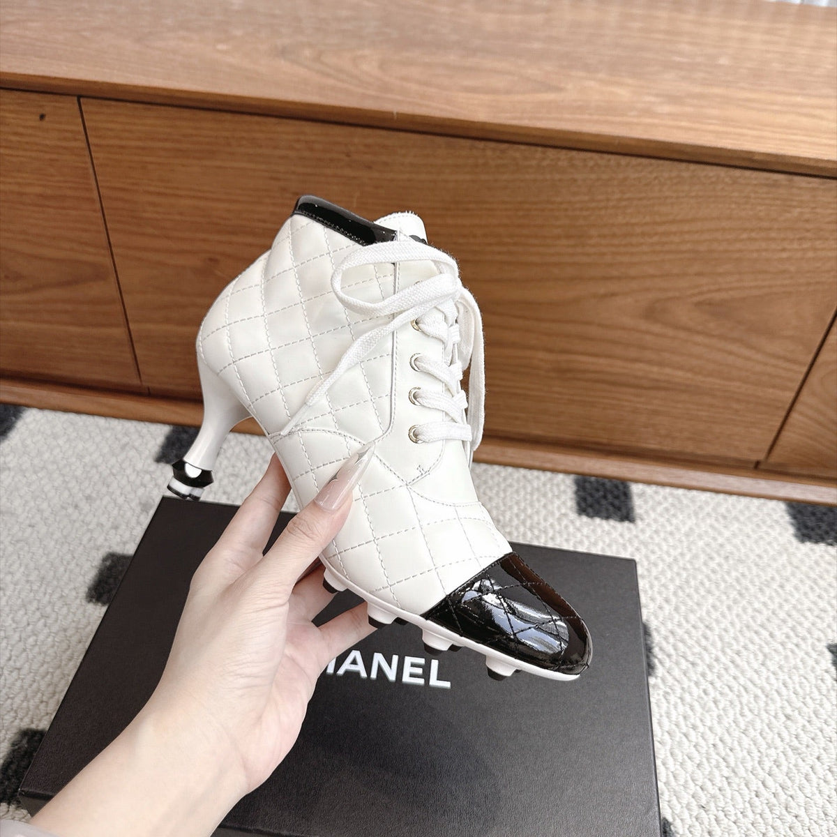 CC 26s Lace-Up Ankle Boots 6.5cm White Black Leather 118295