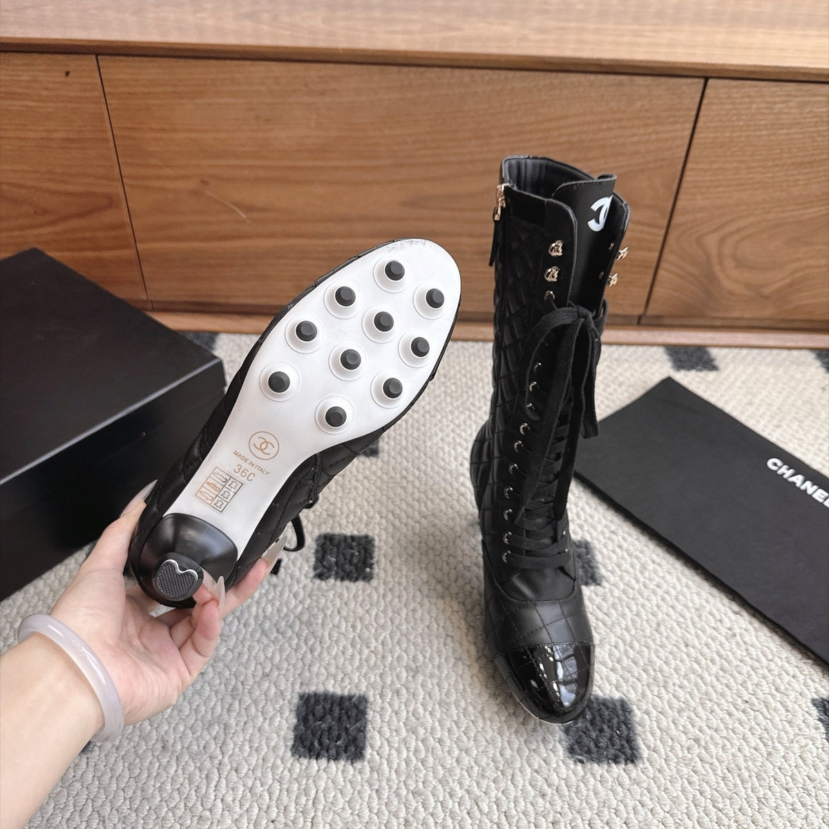 CC 26s Lace-Up Boots 6.5cm Black Leather 118297