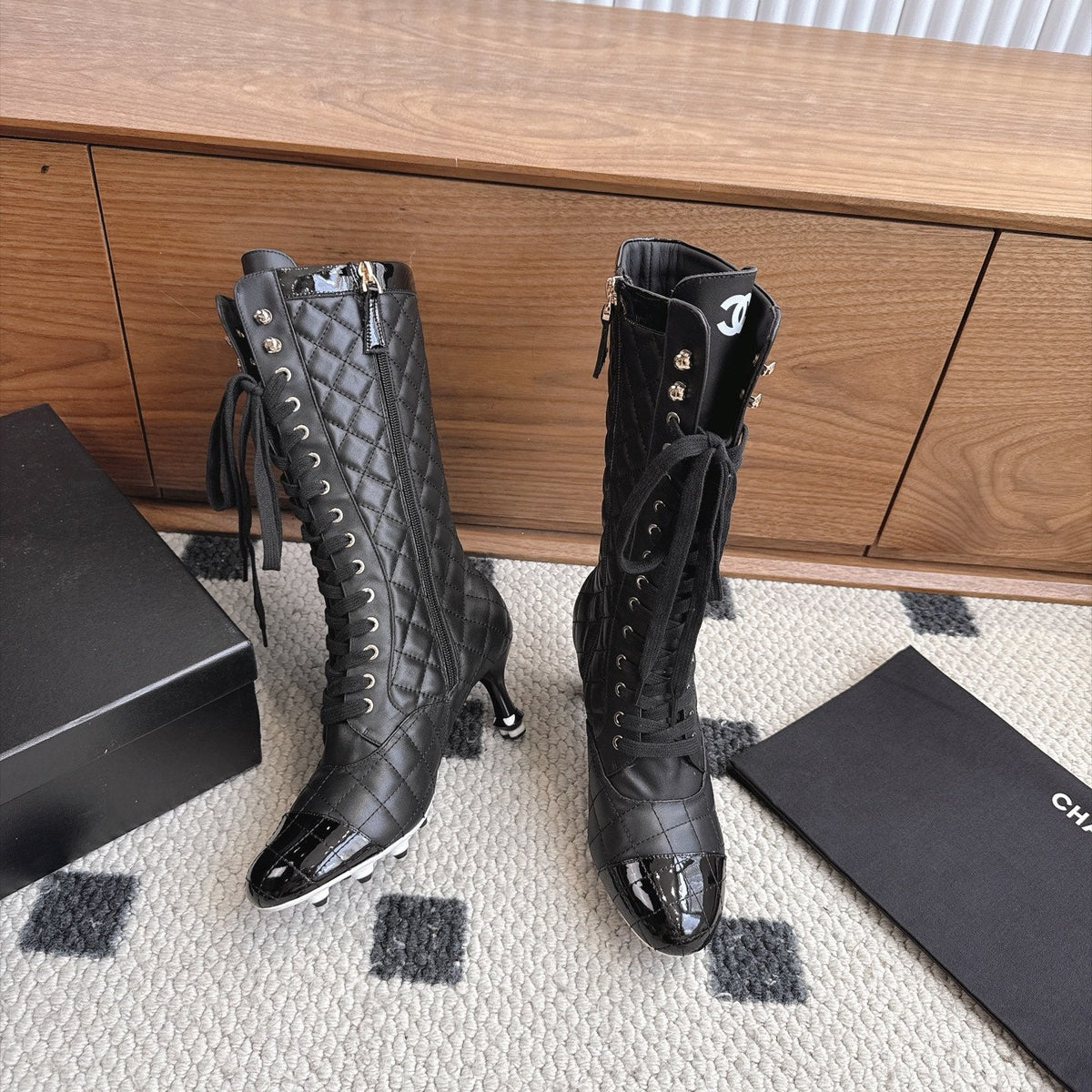 CC 26s Lace-Up Boots 6.5cm Black Leather 118297