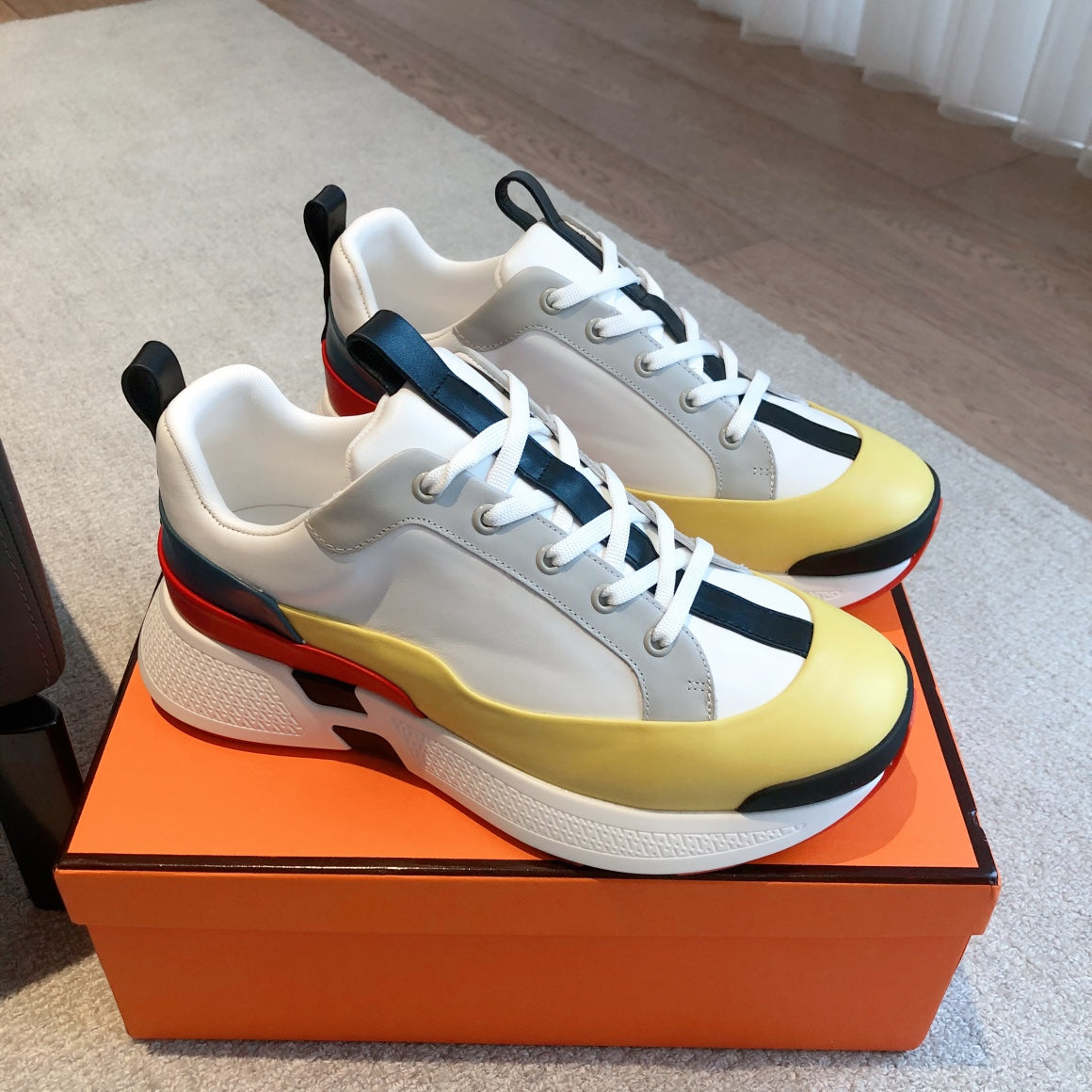 HM Hugo Sneakers White Yellow Black Calfskin 933466