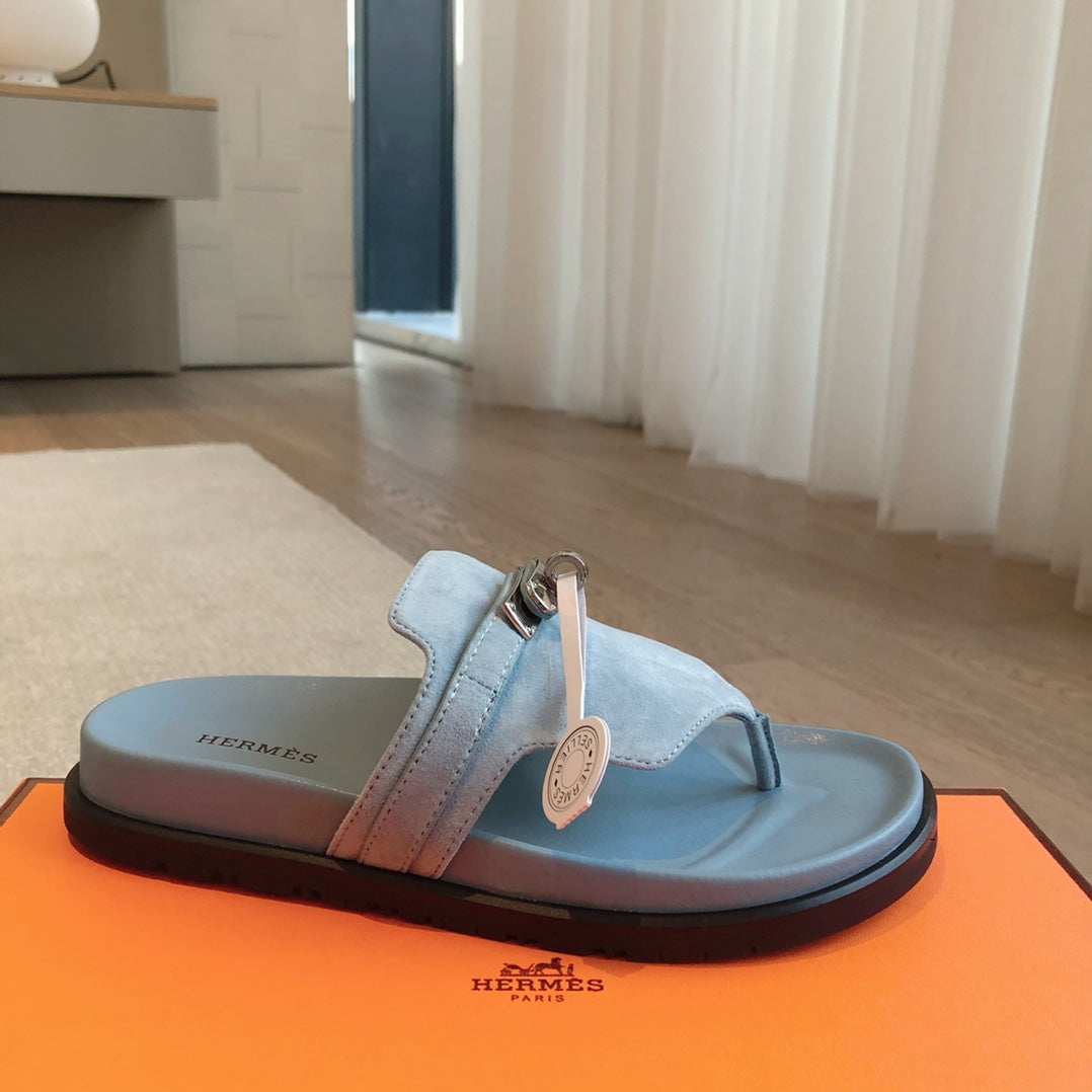 Empire Sandal Baby Blue Lambskin Suede Goatskin