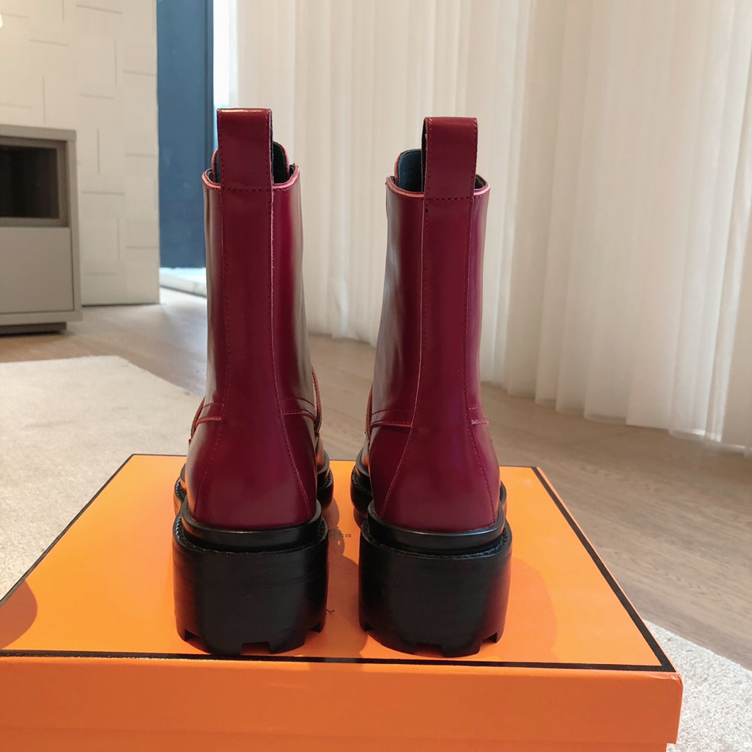 HM Funk Ankle Boot Dark Red Calfskin
