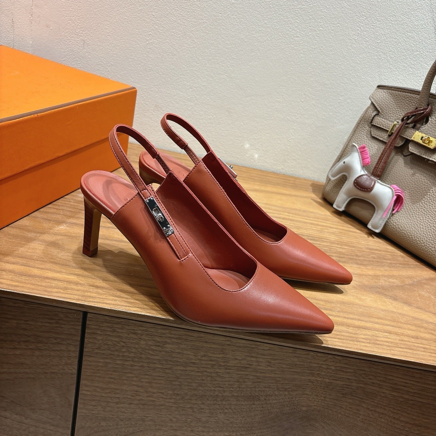 HM Lover Pump 80mm Brown Calfskin 429024