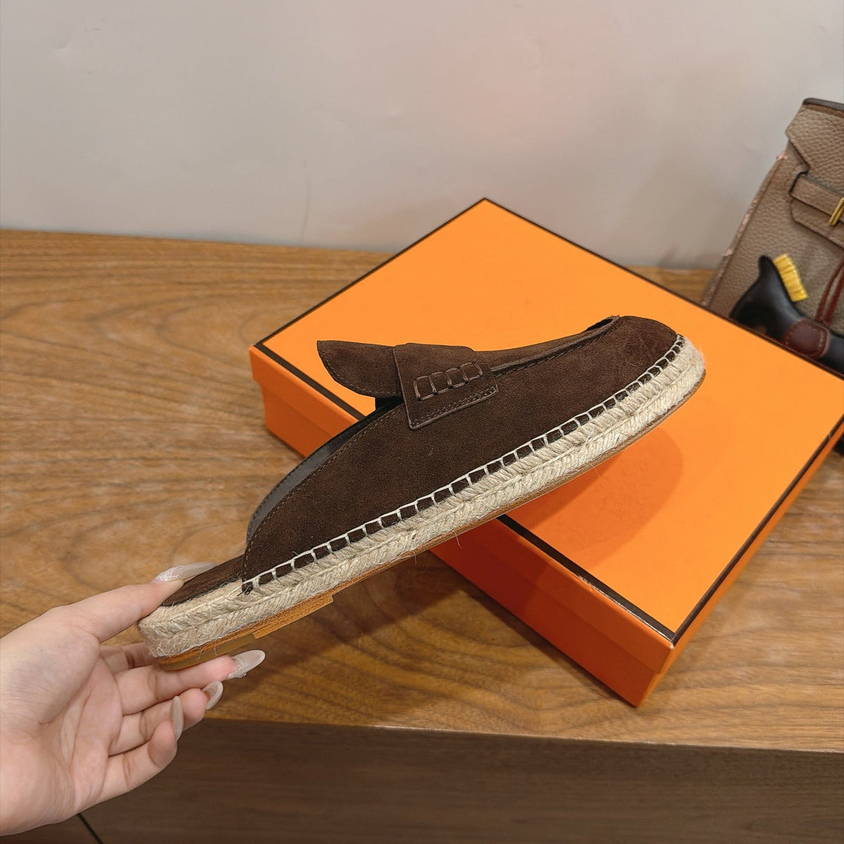 HM 26s Nil Espadrilles 1.5cm Dark Brown Suede 171347