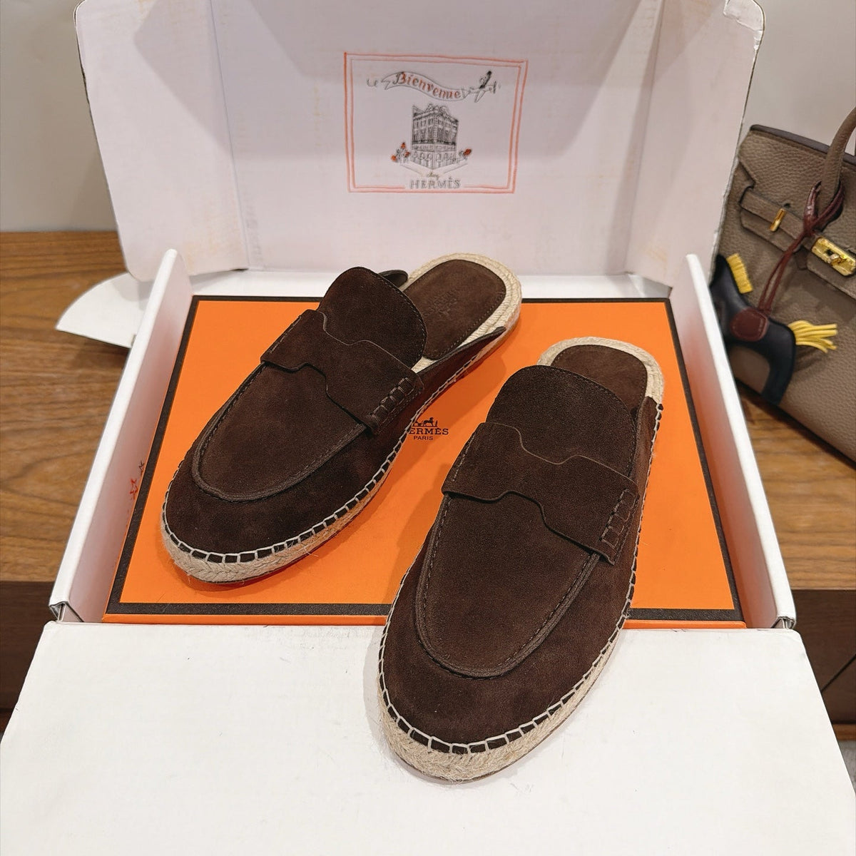 HM 26s Nil Espadrilles 1.5cm Dark Brown Suede 171347