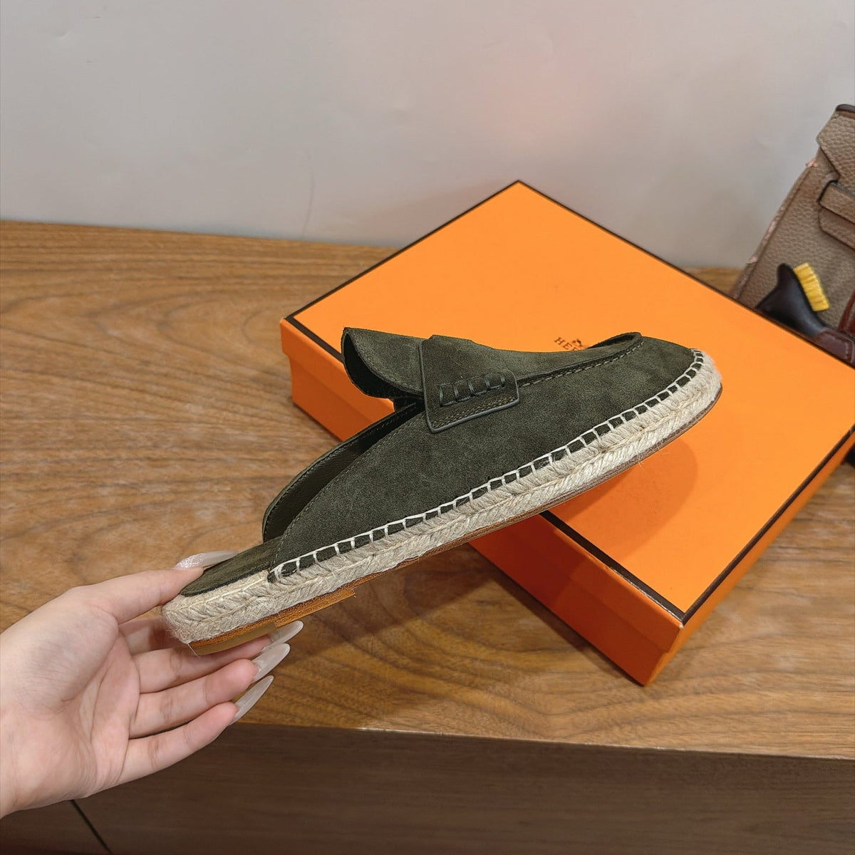 HM 26s Nil Espadrilles 1.5cm Dark Green Suede 171351