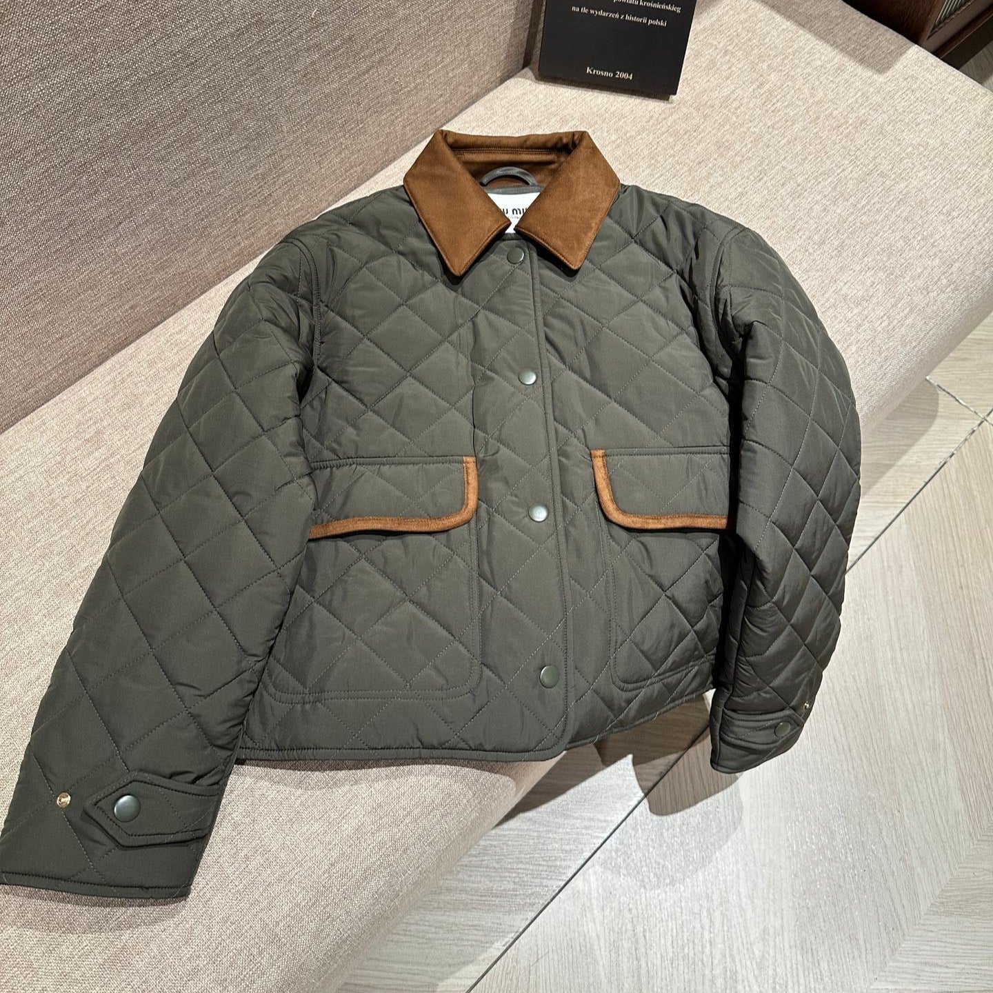 Miu Miu 25 Quilted Jacket Seaweed Green Polyester 302918