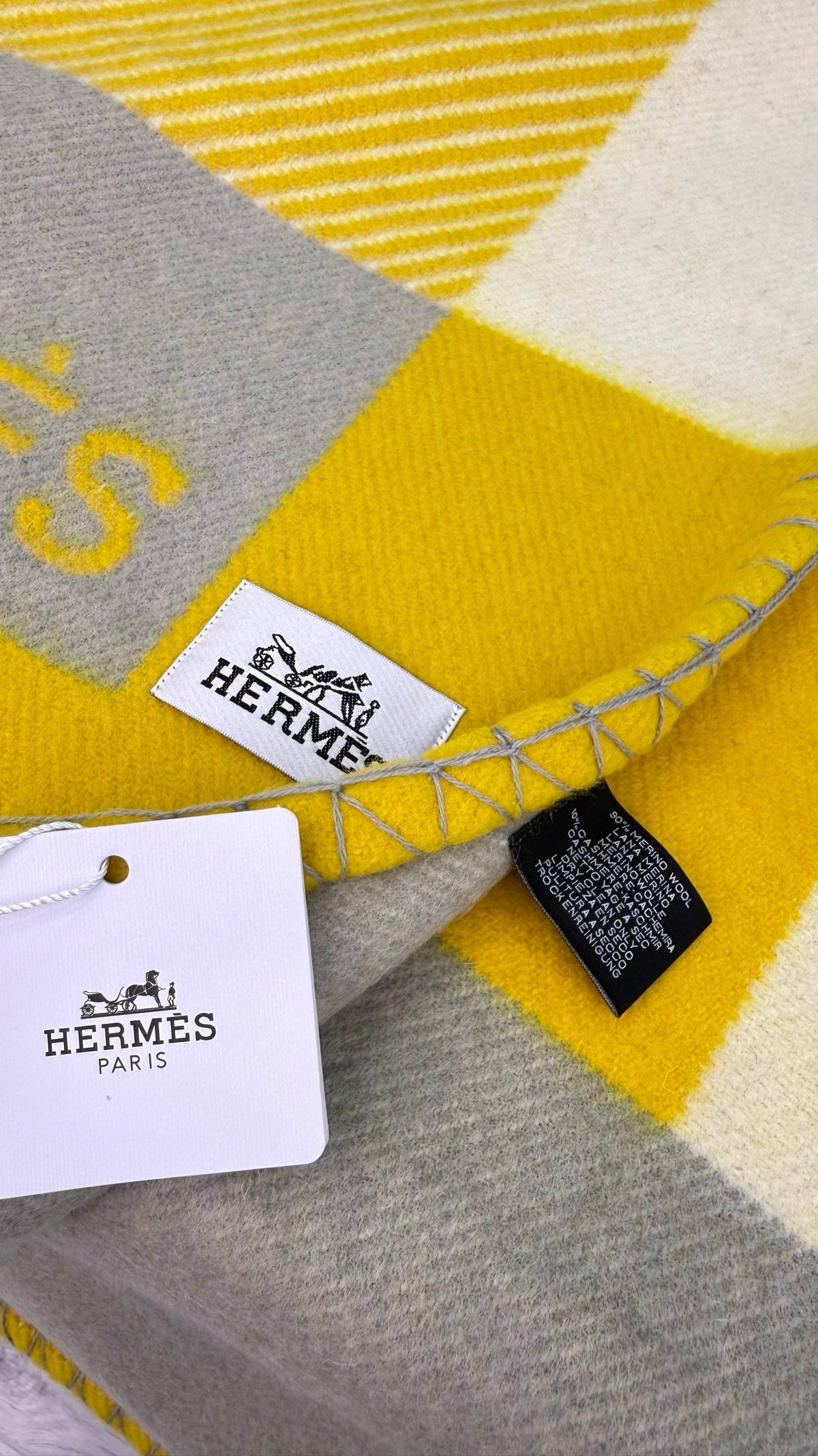 Hermes 26s Riviera Blanket 144x200cm Yellow Wool 528126