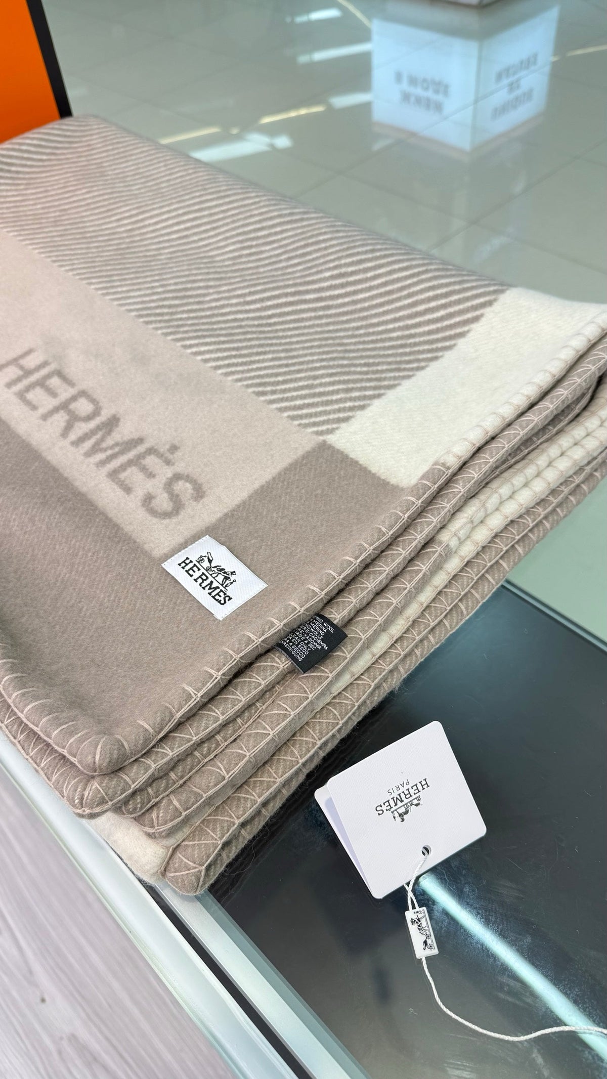 Hermes 26s Riviera Blanket 144x200cm Brown Wool 528127