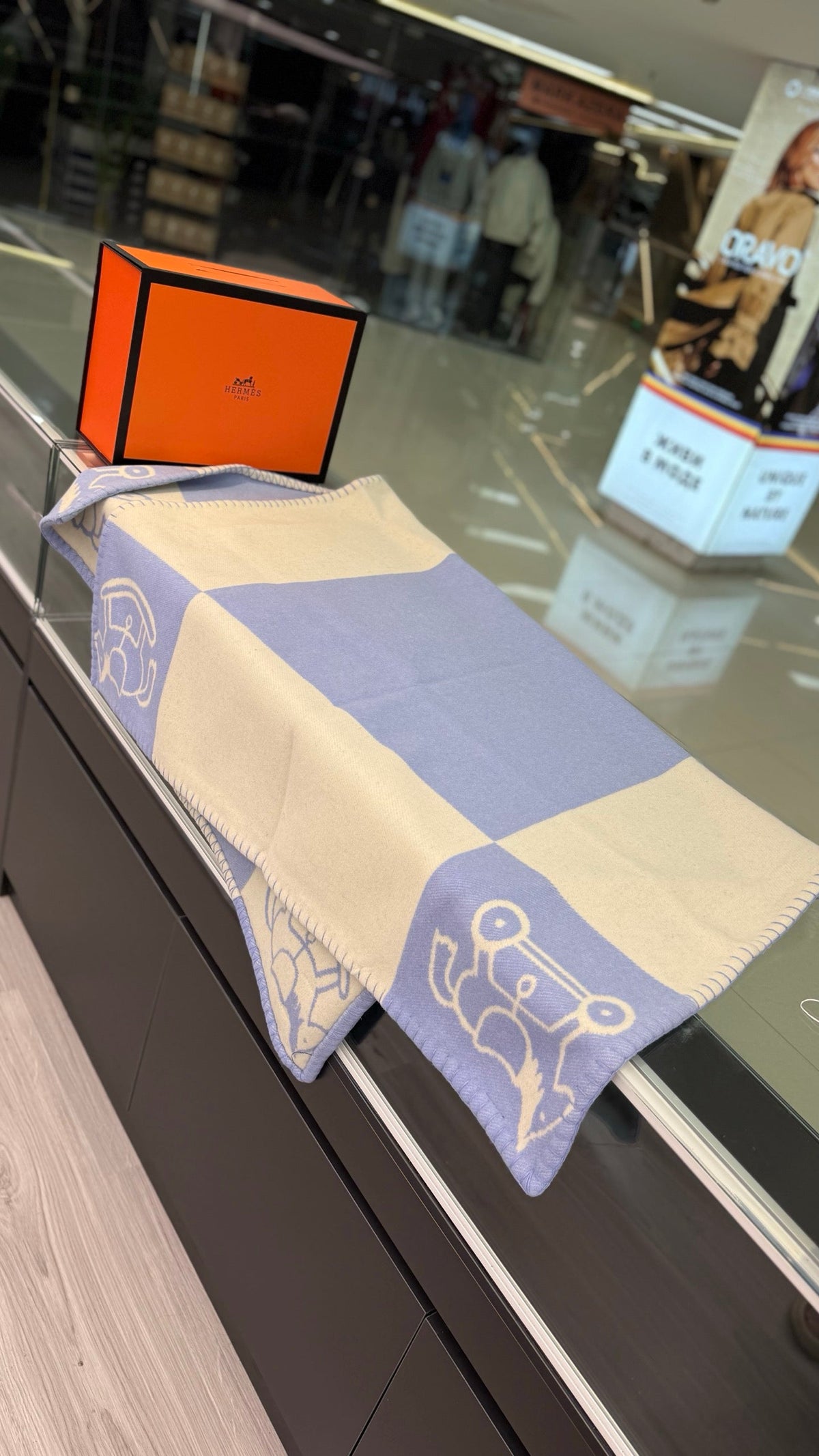 Hermes 26s Adada Avalon Blanket Blue 528164