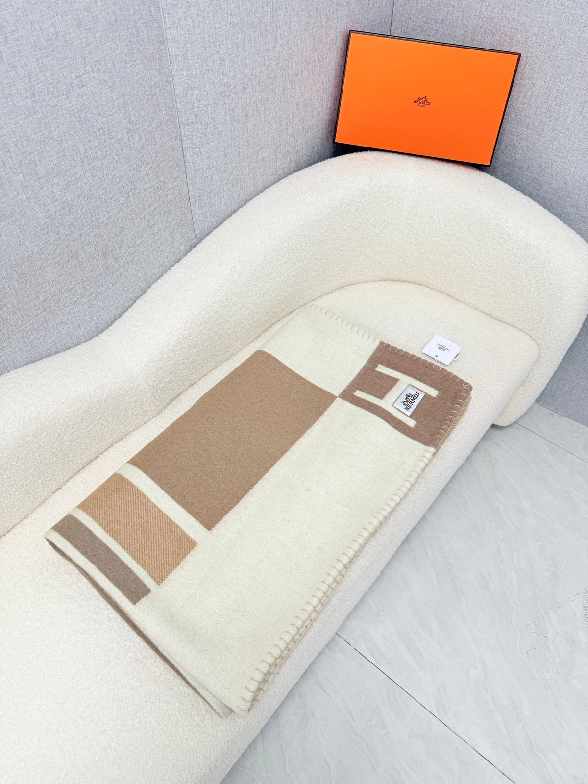 Hermes 26s Avalon Blanket 140x170cm Brown Wool 528151