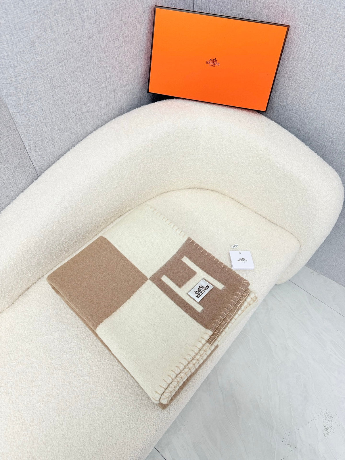 Hermes 26s Avalon Blanket 140x170cm Brown Wool 528151