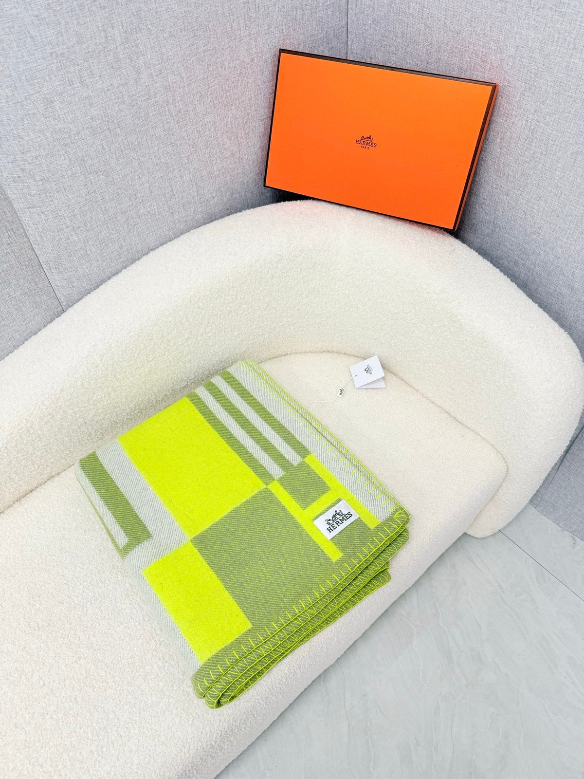 Hermes 26s Ithaque Blanket 135x175cm Green Wool 528152