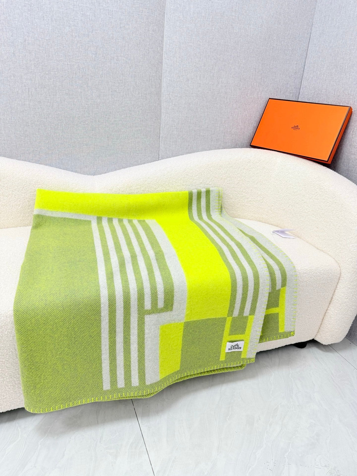 Hermes 26s Ithaque Blanket 135x175cm Green Wool 528152