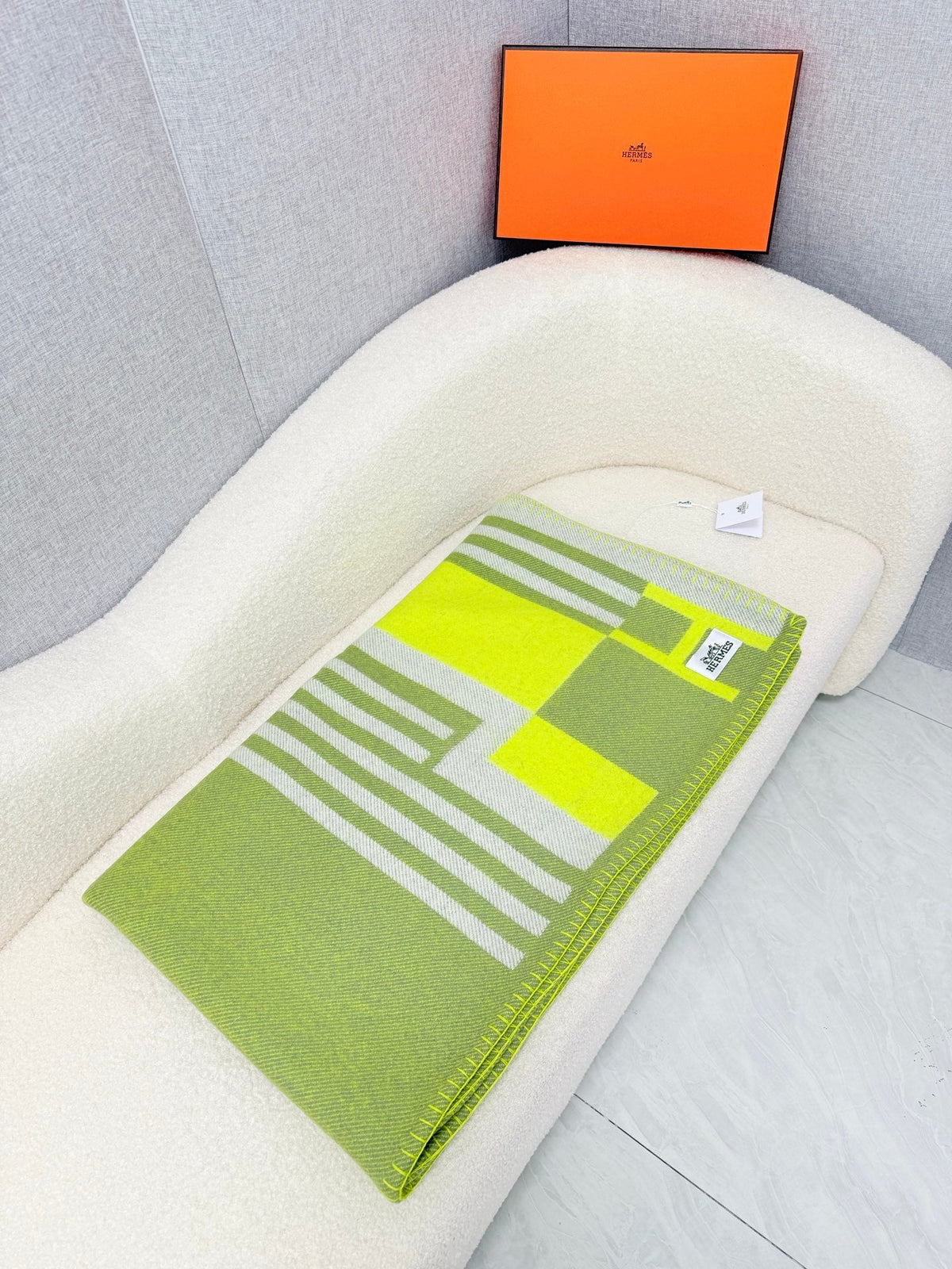 Hermes 26s Ithaque Blanket 135x175cm Green Wool 528152