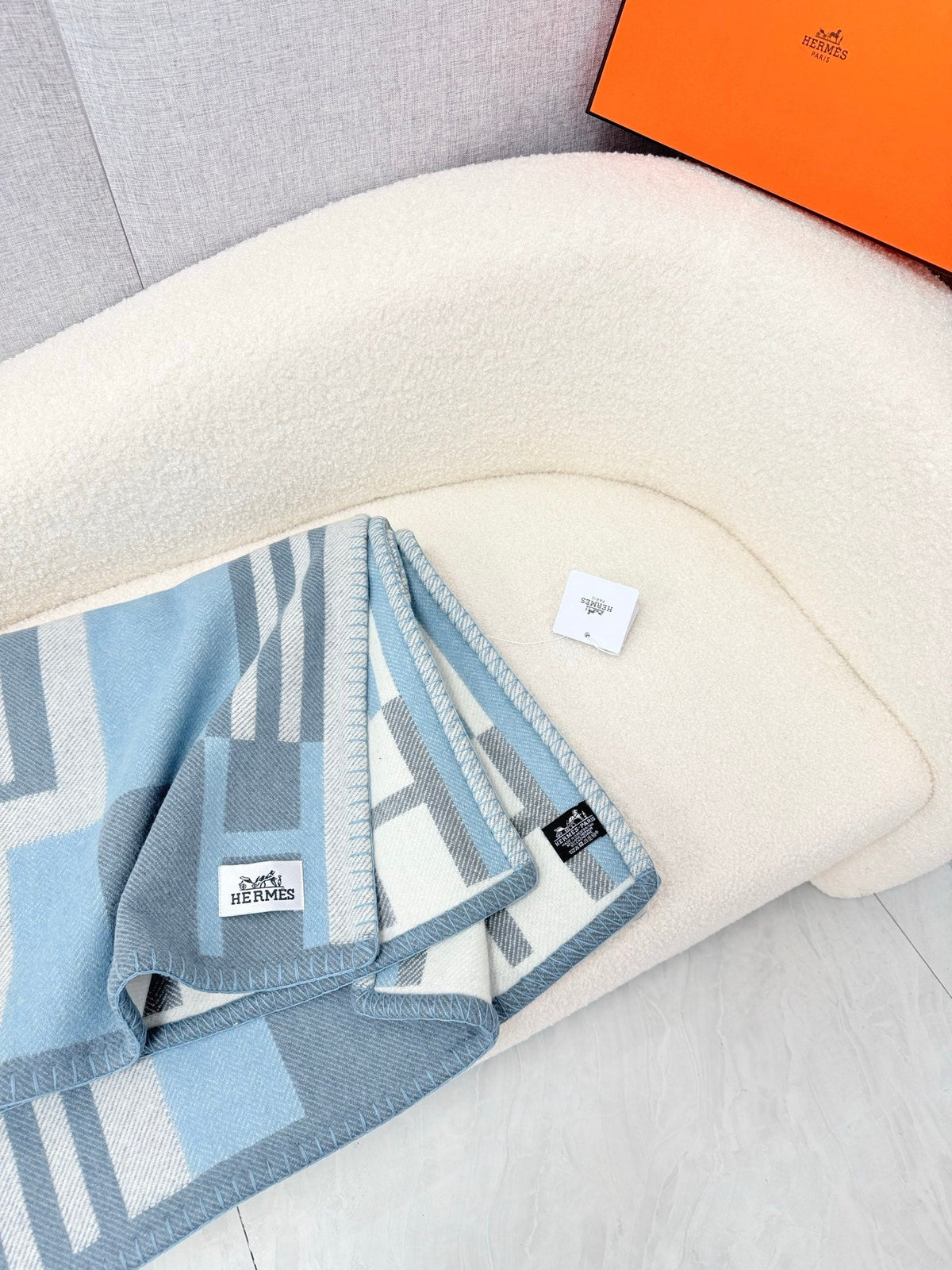Hermes 26s Ithaque Blanket 135x175cm Bleu Wool 528153