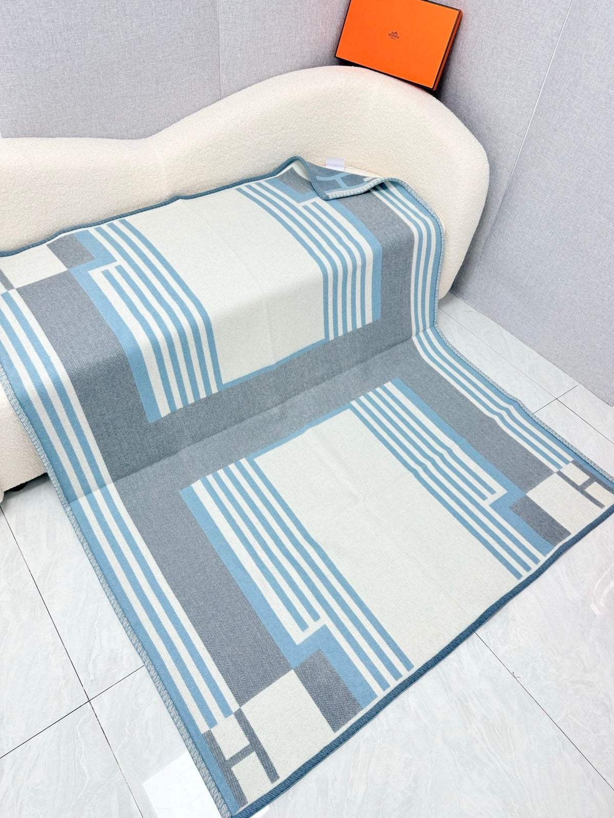 Hermes 26s Ithaque Blanket 135x175cm Bleu Wool 528153