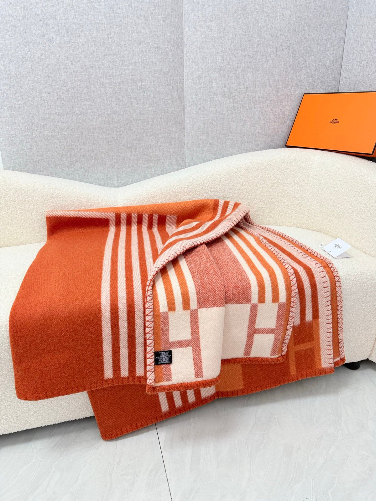 Hermes 26s Ithaque Blanket 135x175cm Orange Wool 528154