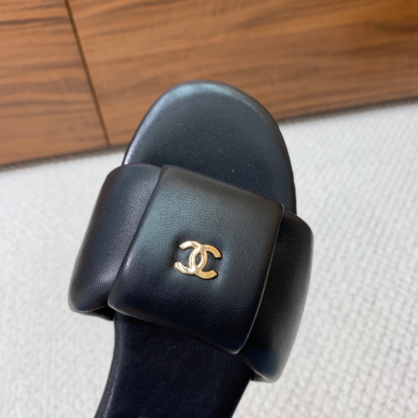 CC 26s Padded Sandals Black Lambskin 887952