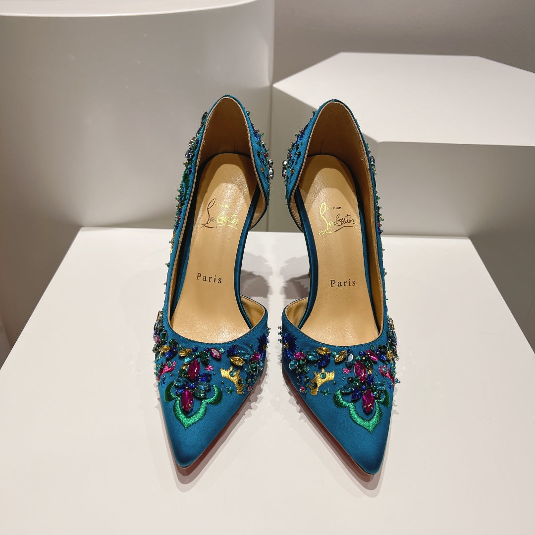 CL 25 Pump High Heels 100mm Silk and Sheepskin 240506