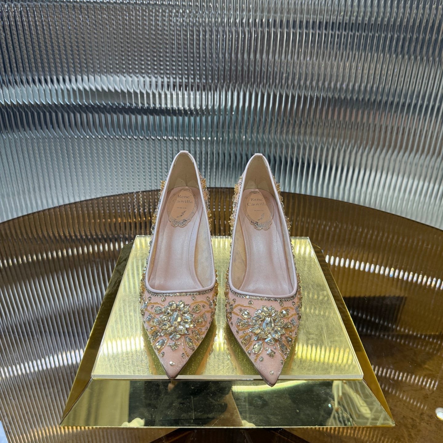RC 25C Diamond High Heels Wedding Shoes Pink Sheepskin Rhinestone 275791