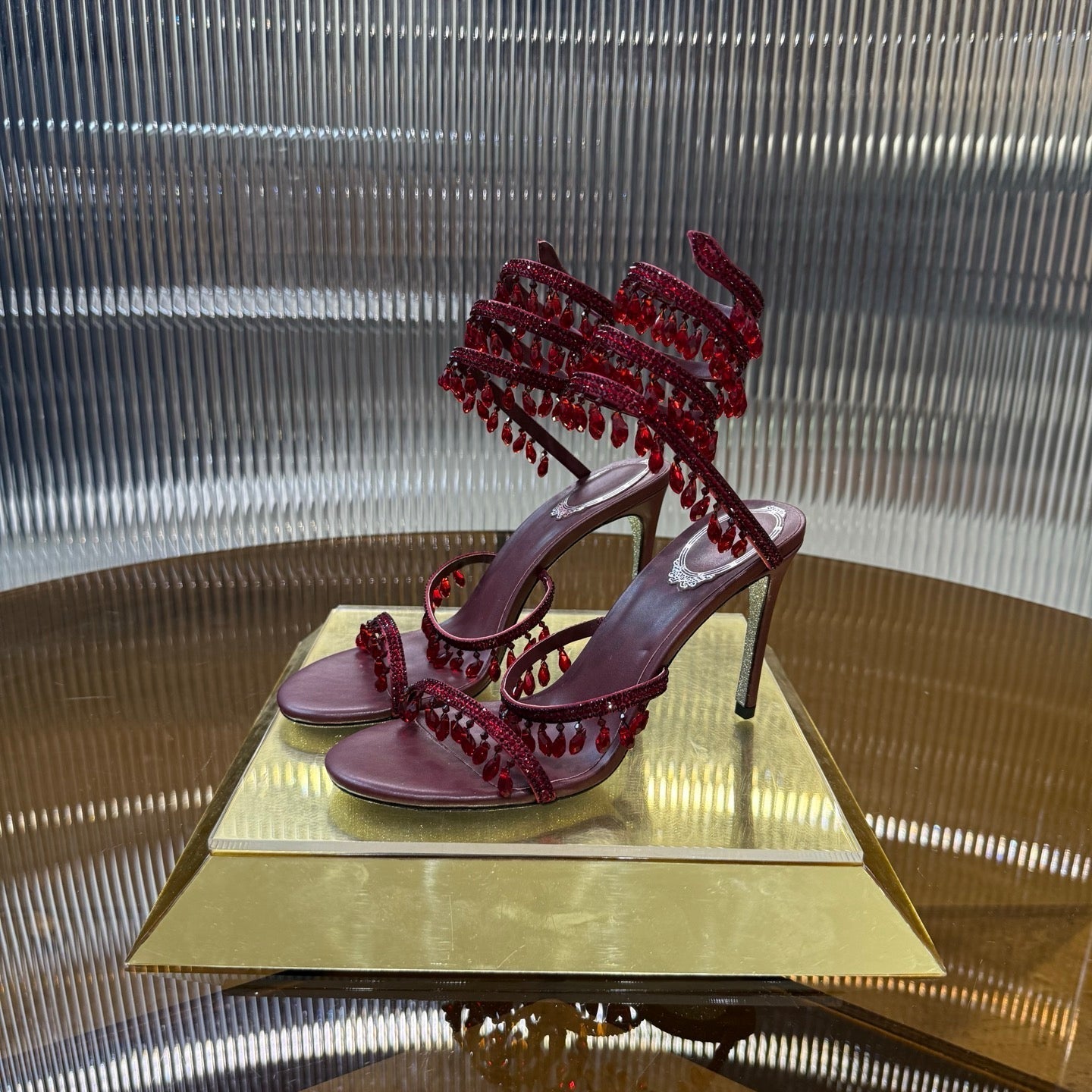 RC 25C Crystal Diamond Sandals Red Sheepskin 339493