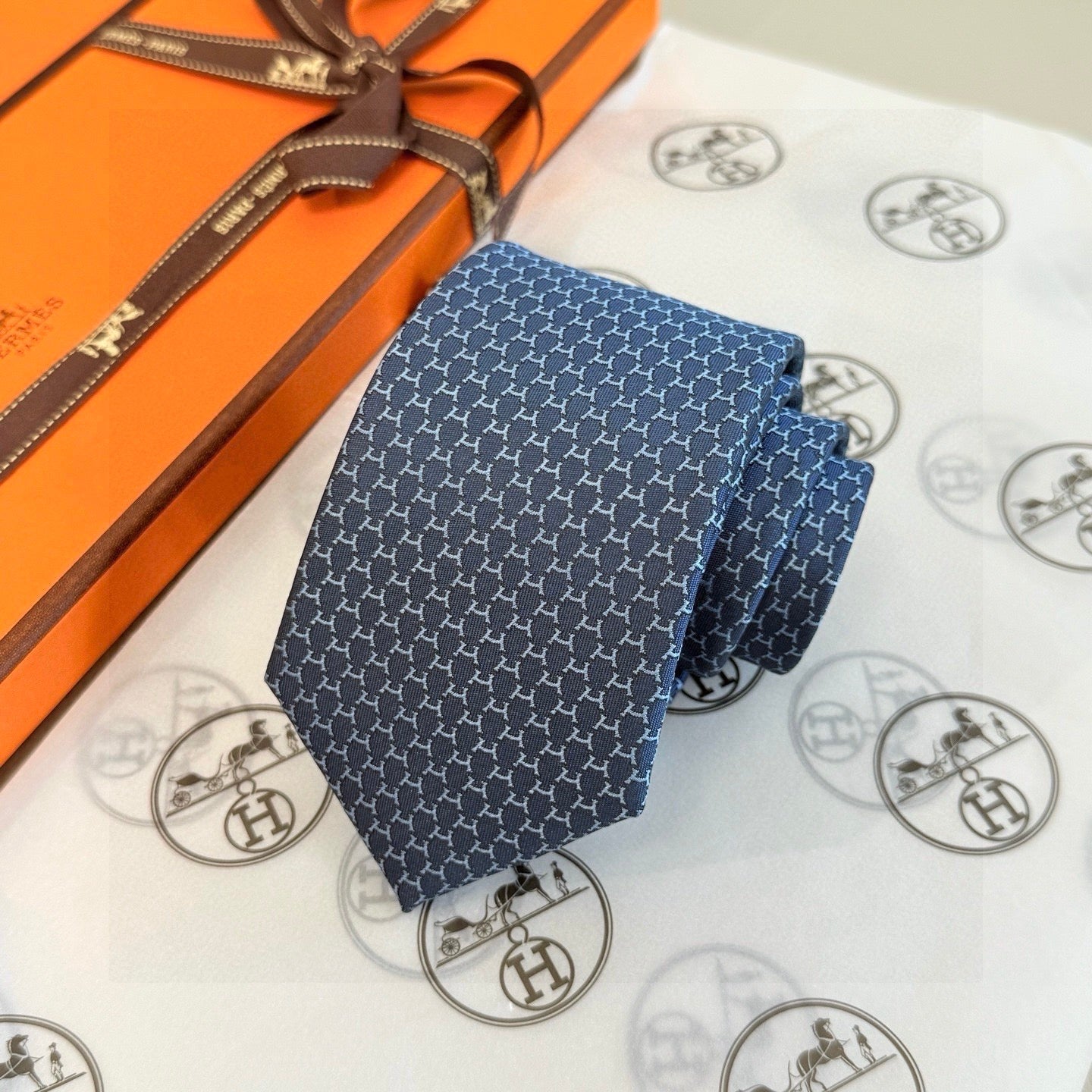HM  Hilario Tie Blue Twill Silk 210002