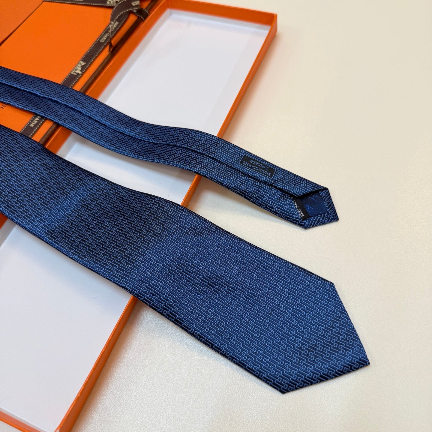HM Tie Blue Twill Silk 327132