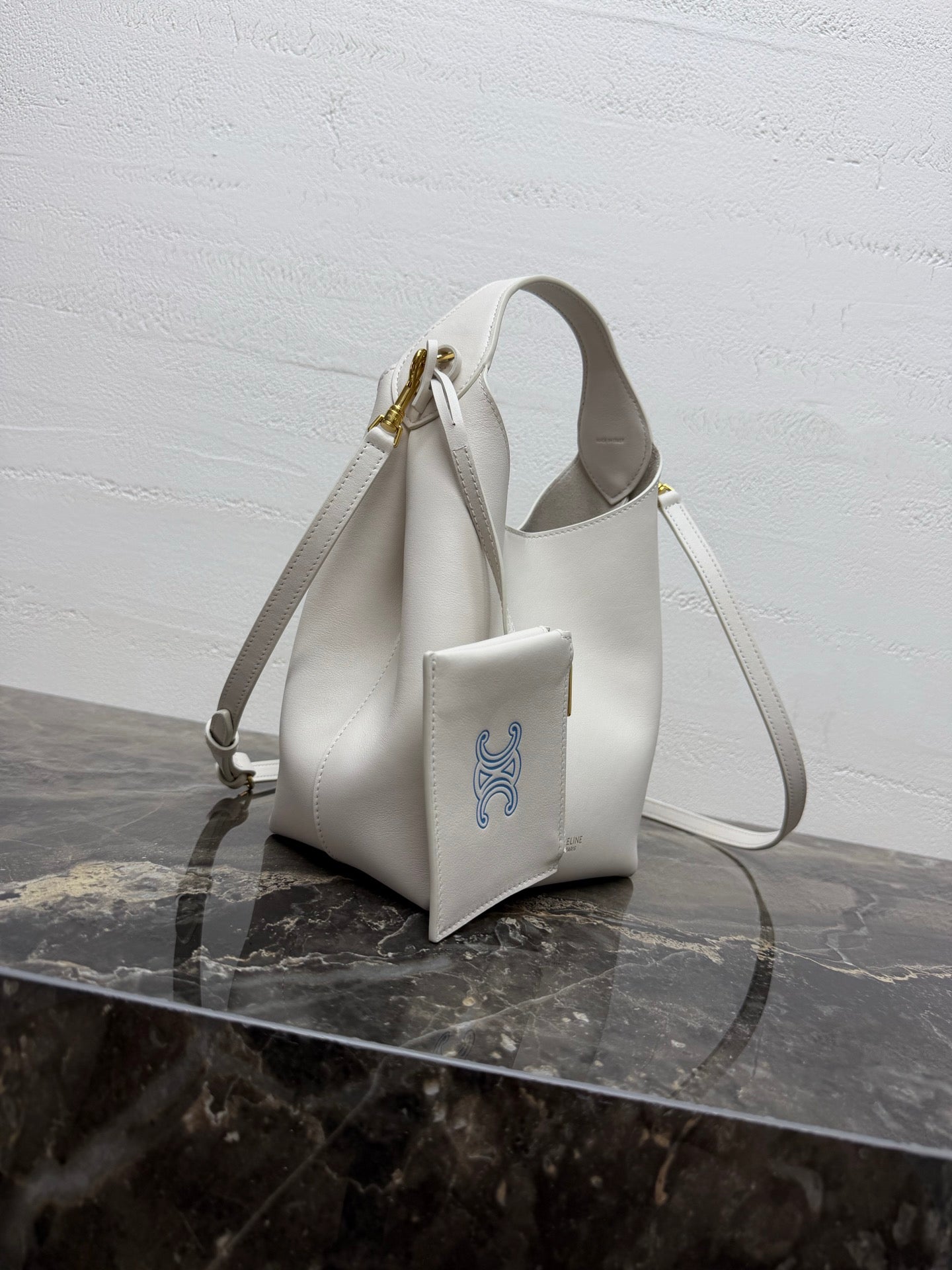 Celine Small Hobo White Supple Smooth Calfskin