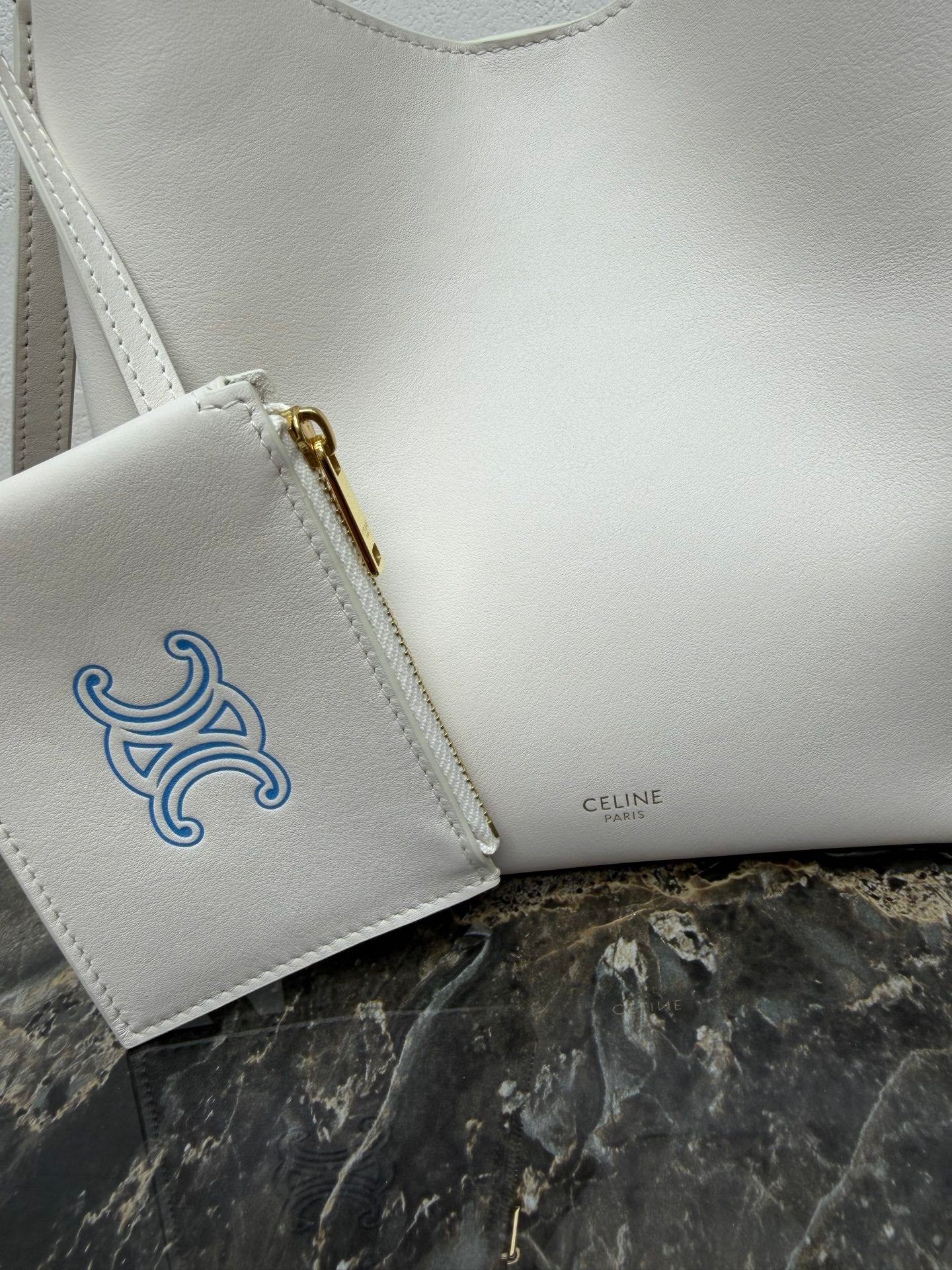 Celine Small Hobo White Supple Smooth Calfskin