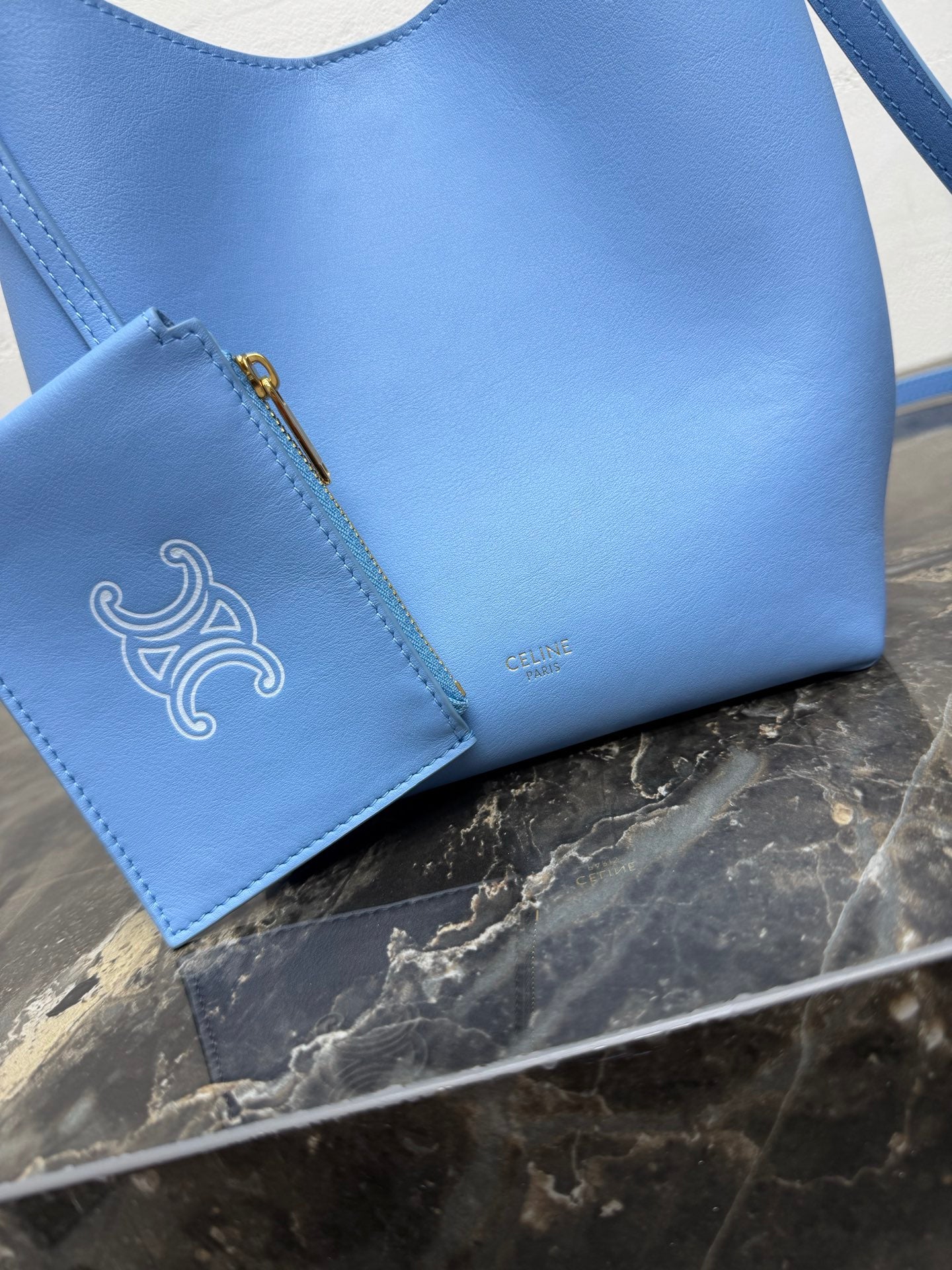 Celine Small Hobo Blue Supple Smooth Calfskin